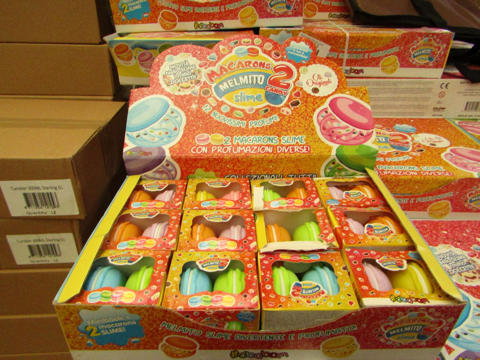 1 x Box of 12 Packs of 2 Macarons Slime - New & Boxed.