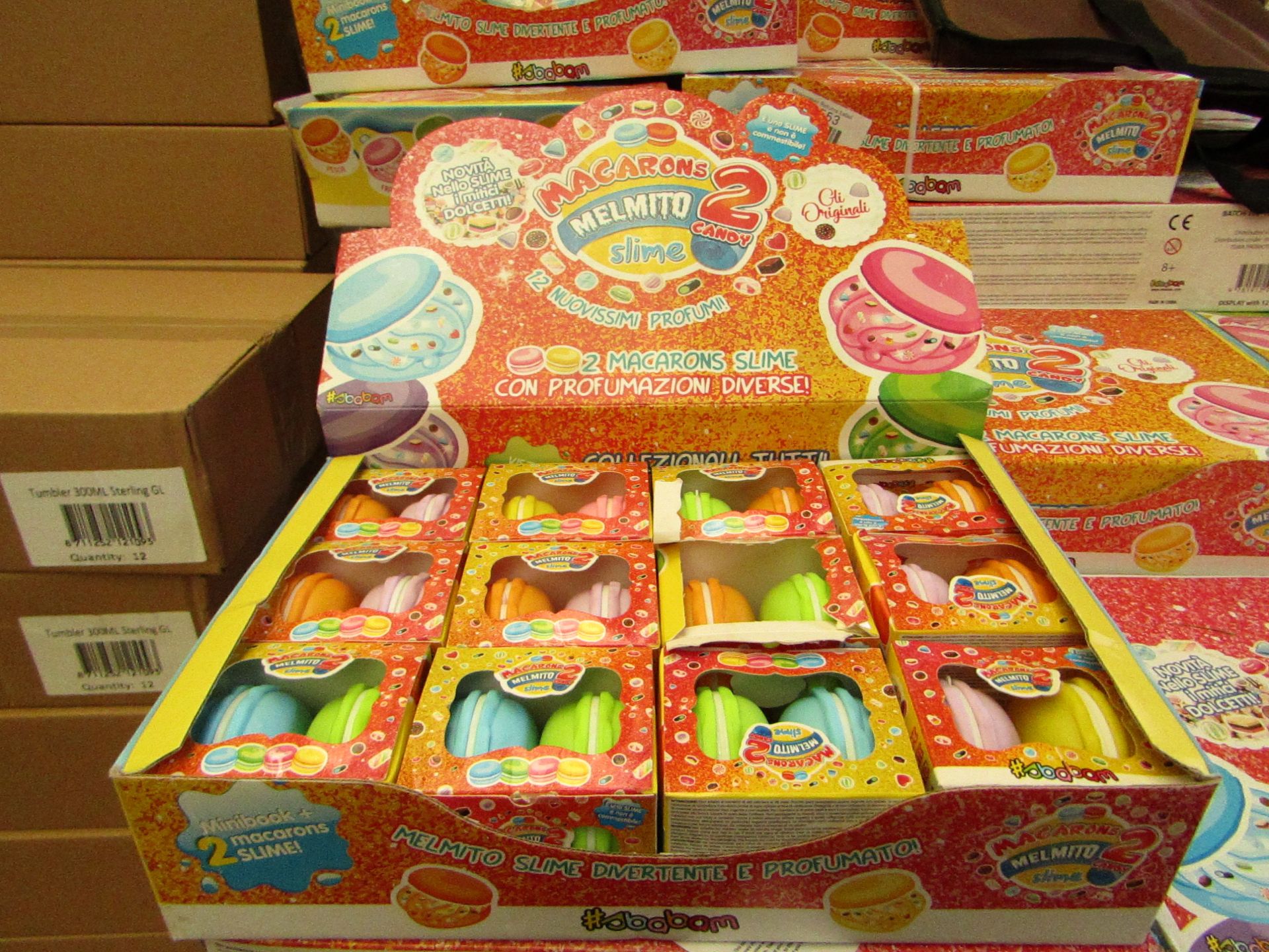 1 x Box of 12 Packs of 2 Macarons Slime - New & Boxed.