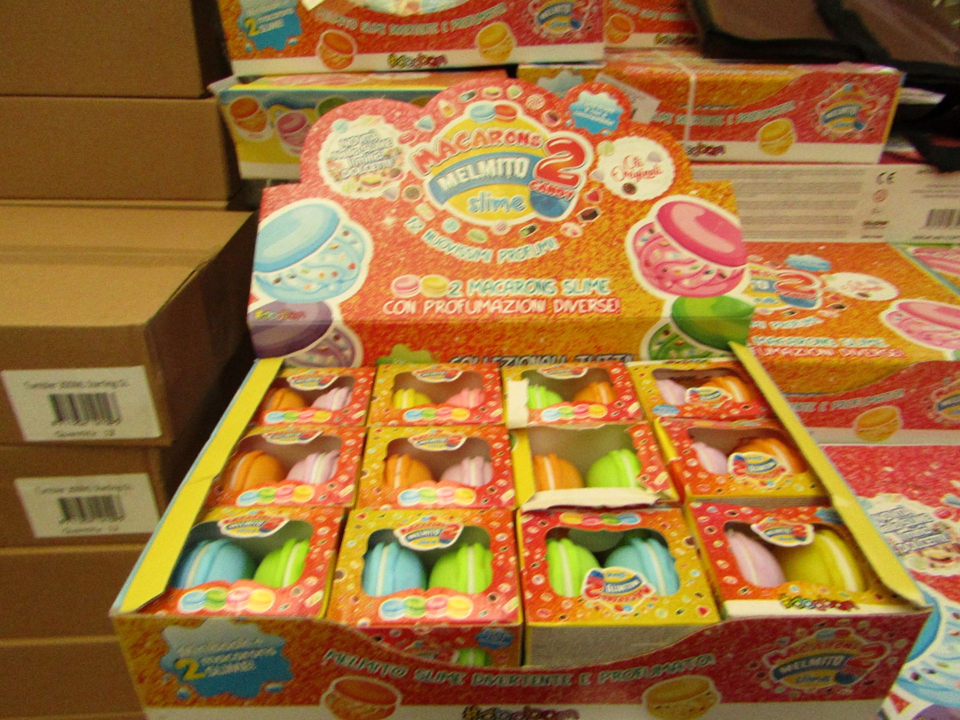 1 x Box of 12 Packs of 2 Macarons Slime - New & Boxed.