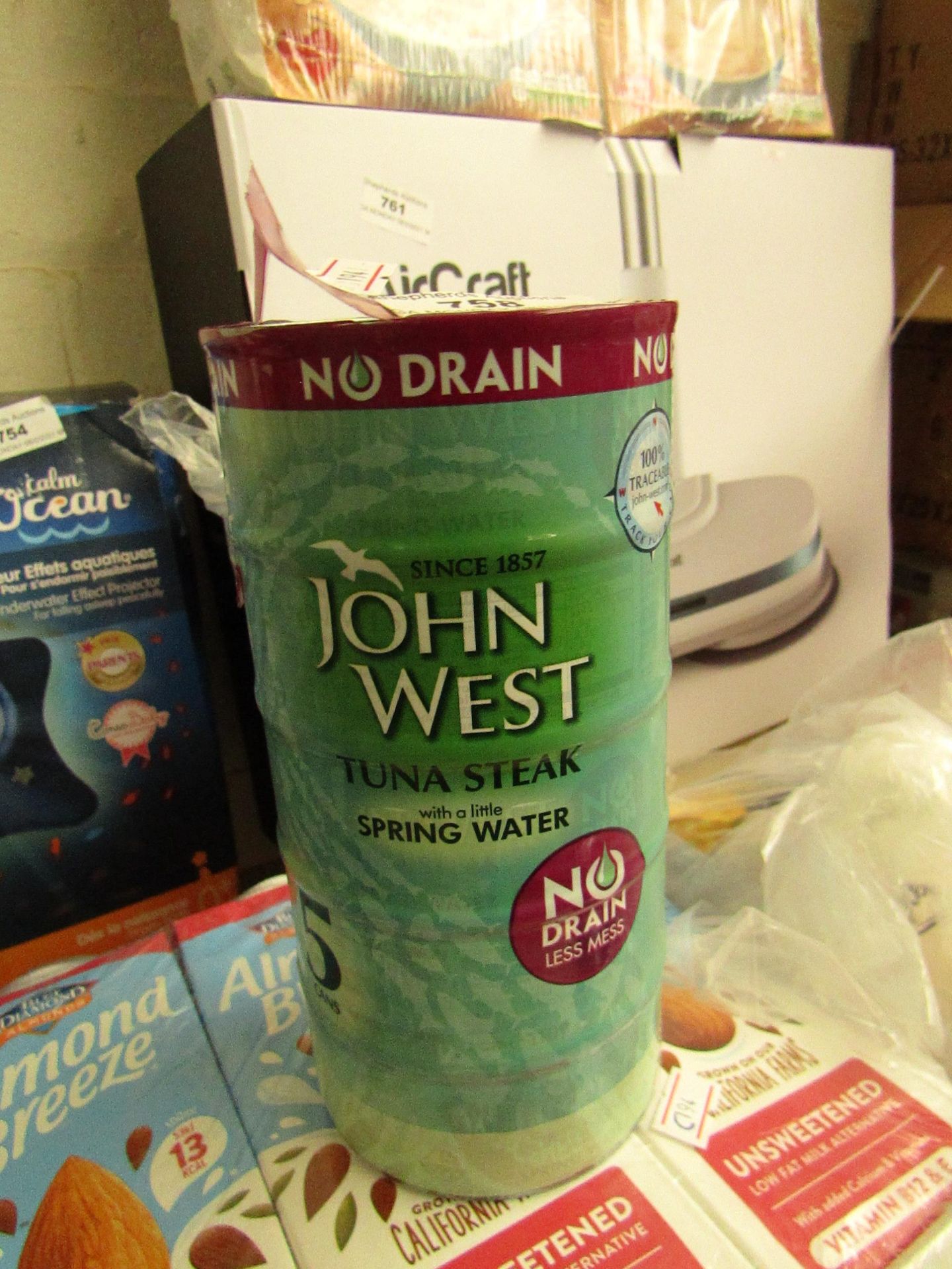 5x cans of Tuna Steak, with a little spring water, John West, 5x 110g, Best before Jun 2023