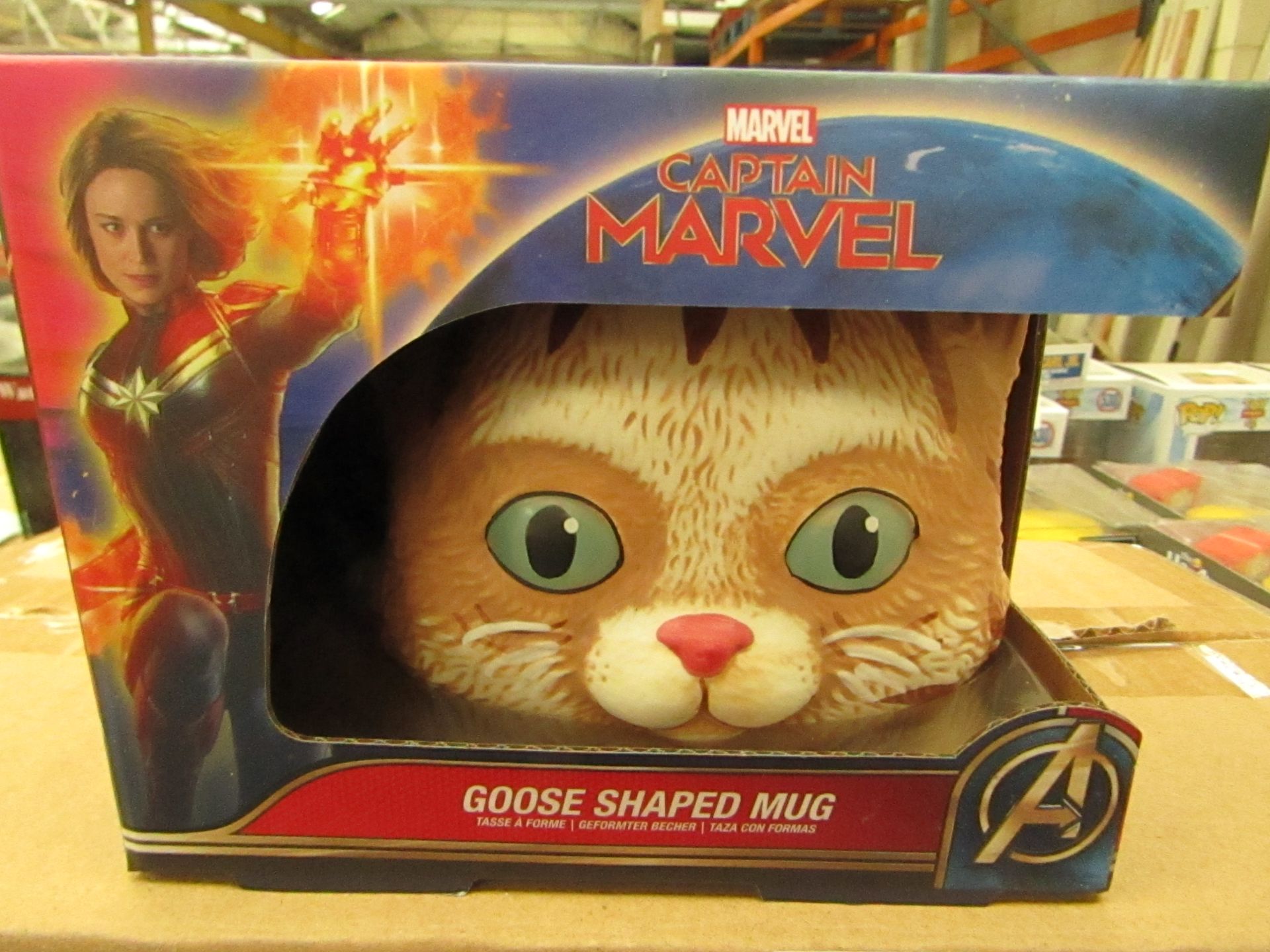 6x Marvel Captain Marvel goose shaped mug, new and boxed.