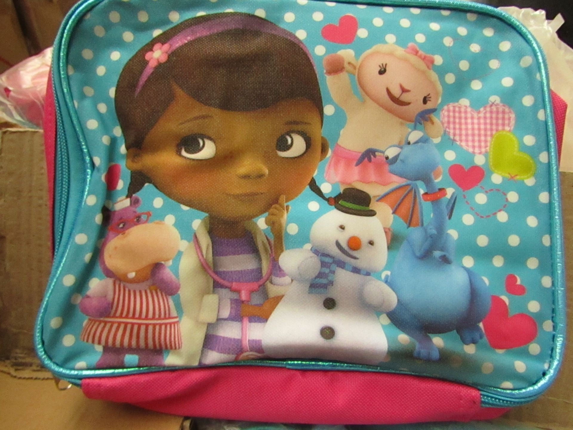 5 x Disney Junior - Doc Mcstuffins Fabric Lunch Box RRP £5.49 each- New & Packaged.