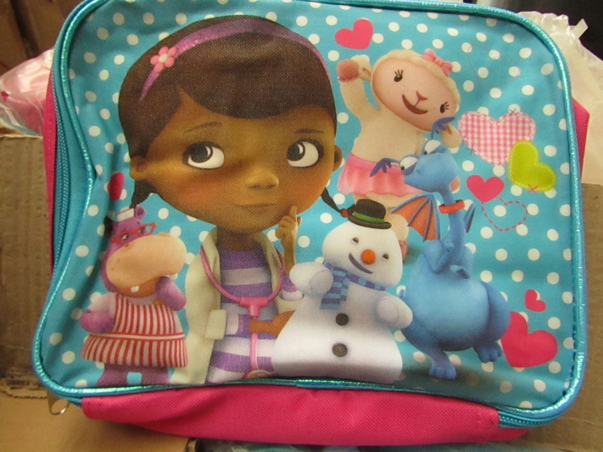 5 x Disney Junior - Doc Mcstuffins Fabric Lunch Box RRP £5.49 each- New & Packaged.