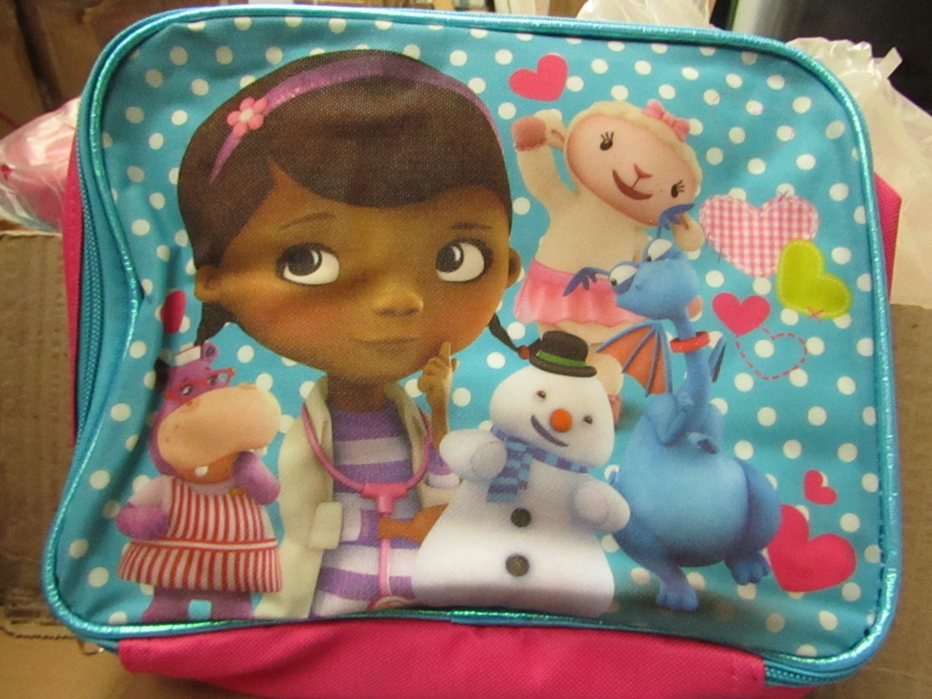 5 x Disney Junior - Doc Mcstuffins Fabric Lunch Box RRP £5.49 each- New & Packaged.