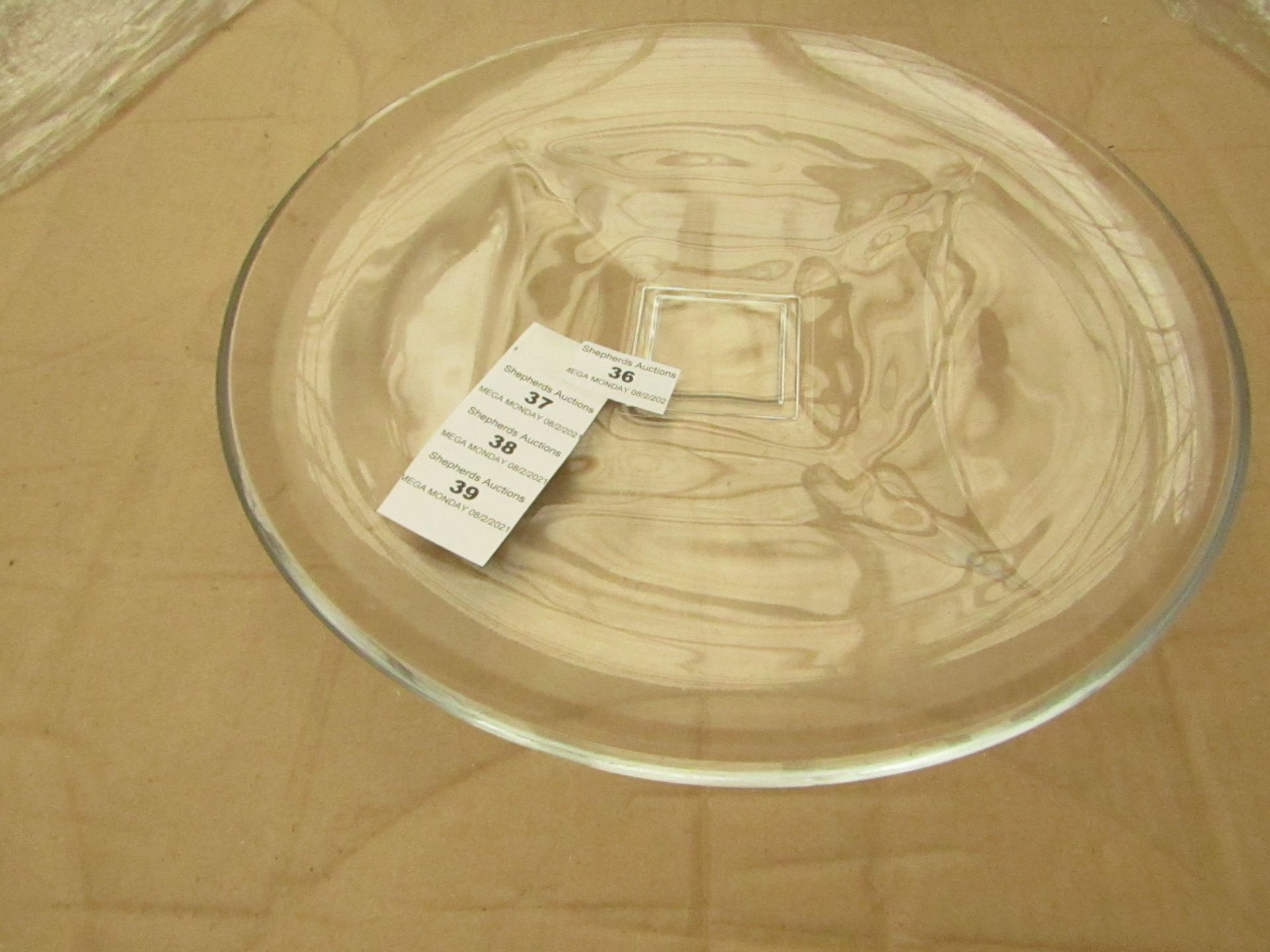 2x Large Clear Glass Plate - Unused & Good Condition.