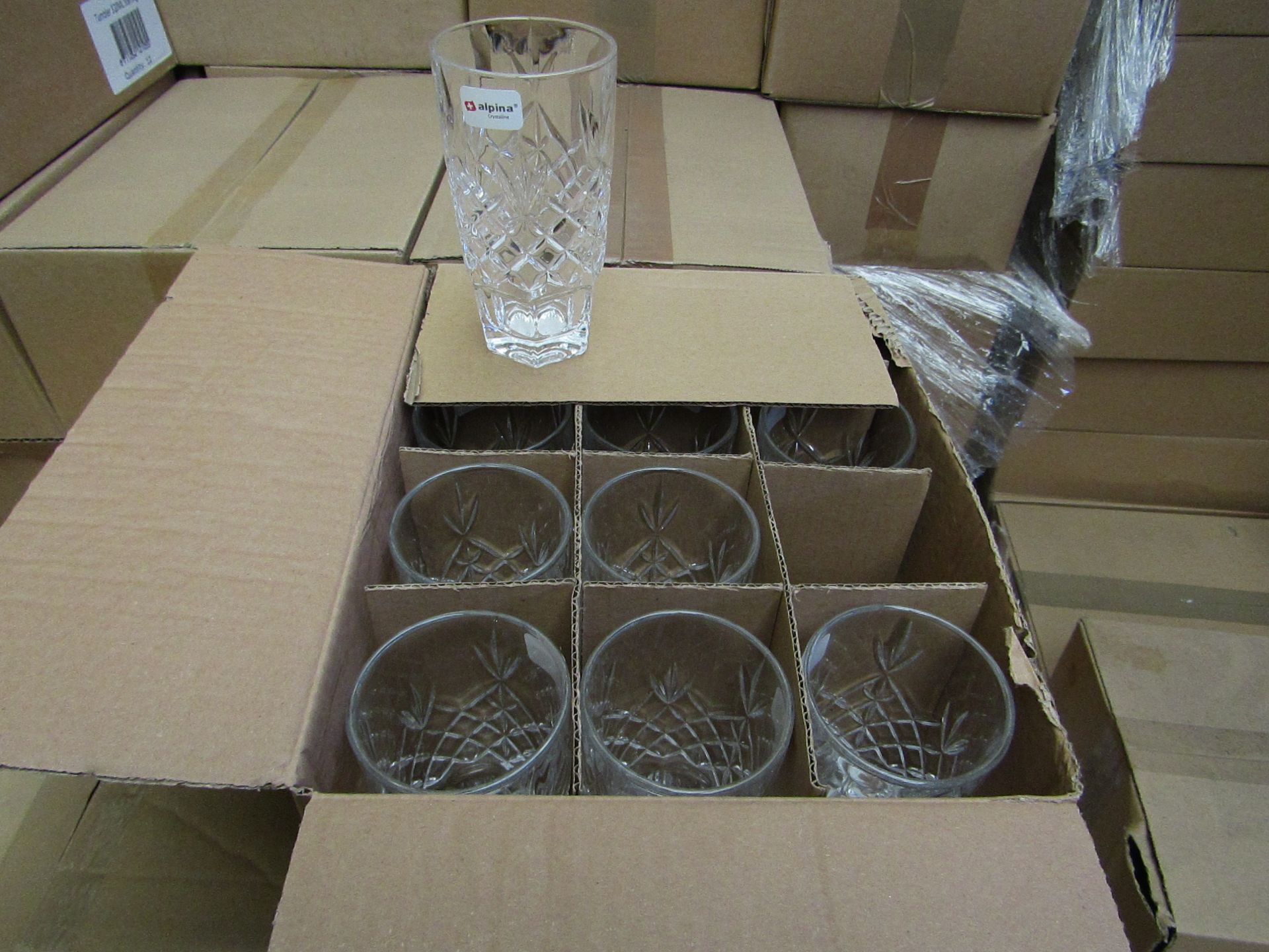 12 x Apina Crystaline 320ML Glass Tumblers, New & Boxed