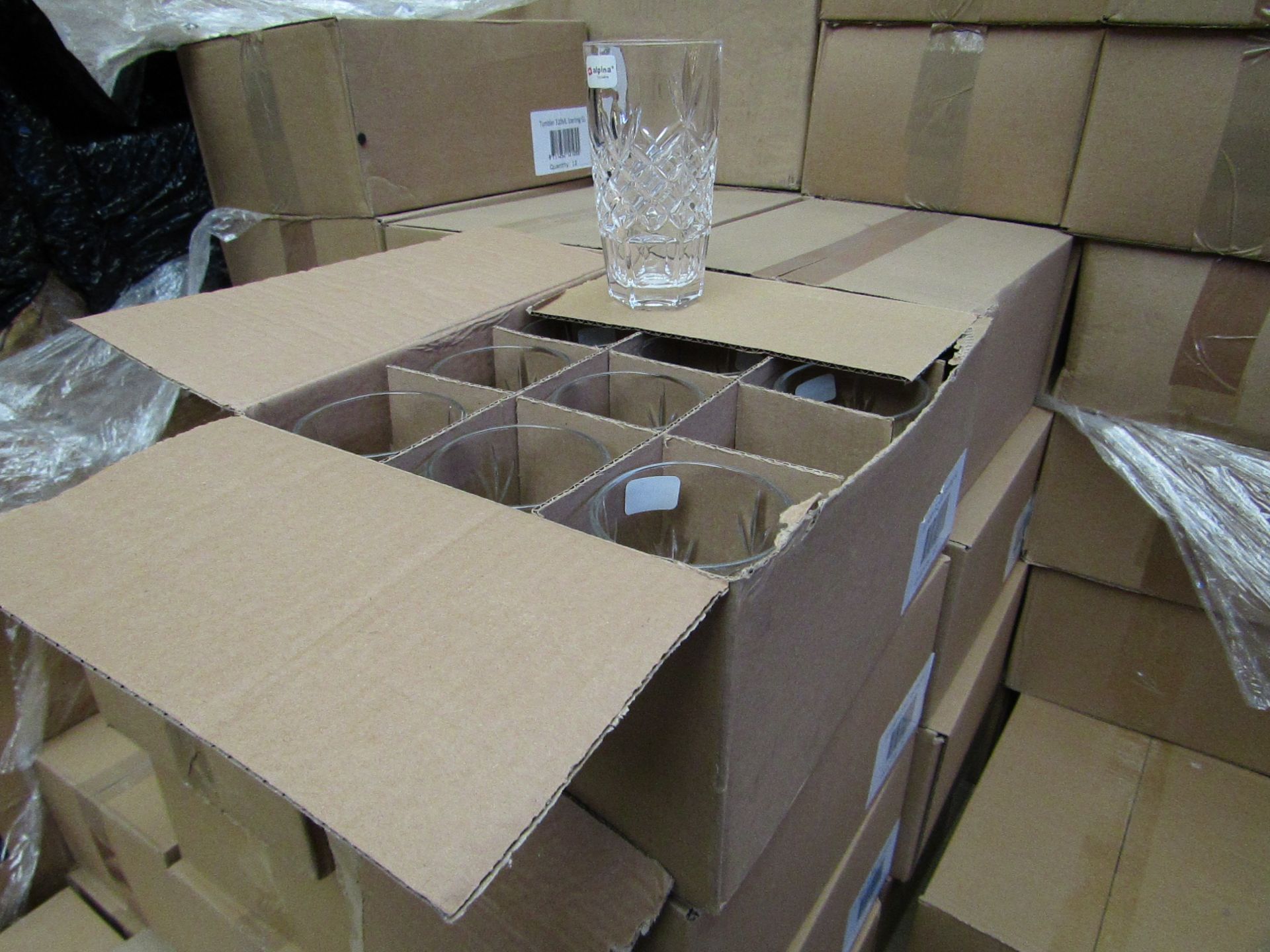 12 x Apina Crystaline 320ML Glass Tumblers, New & Boxed