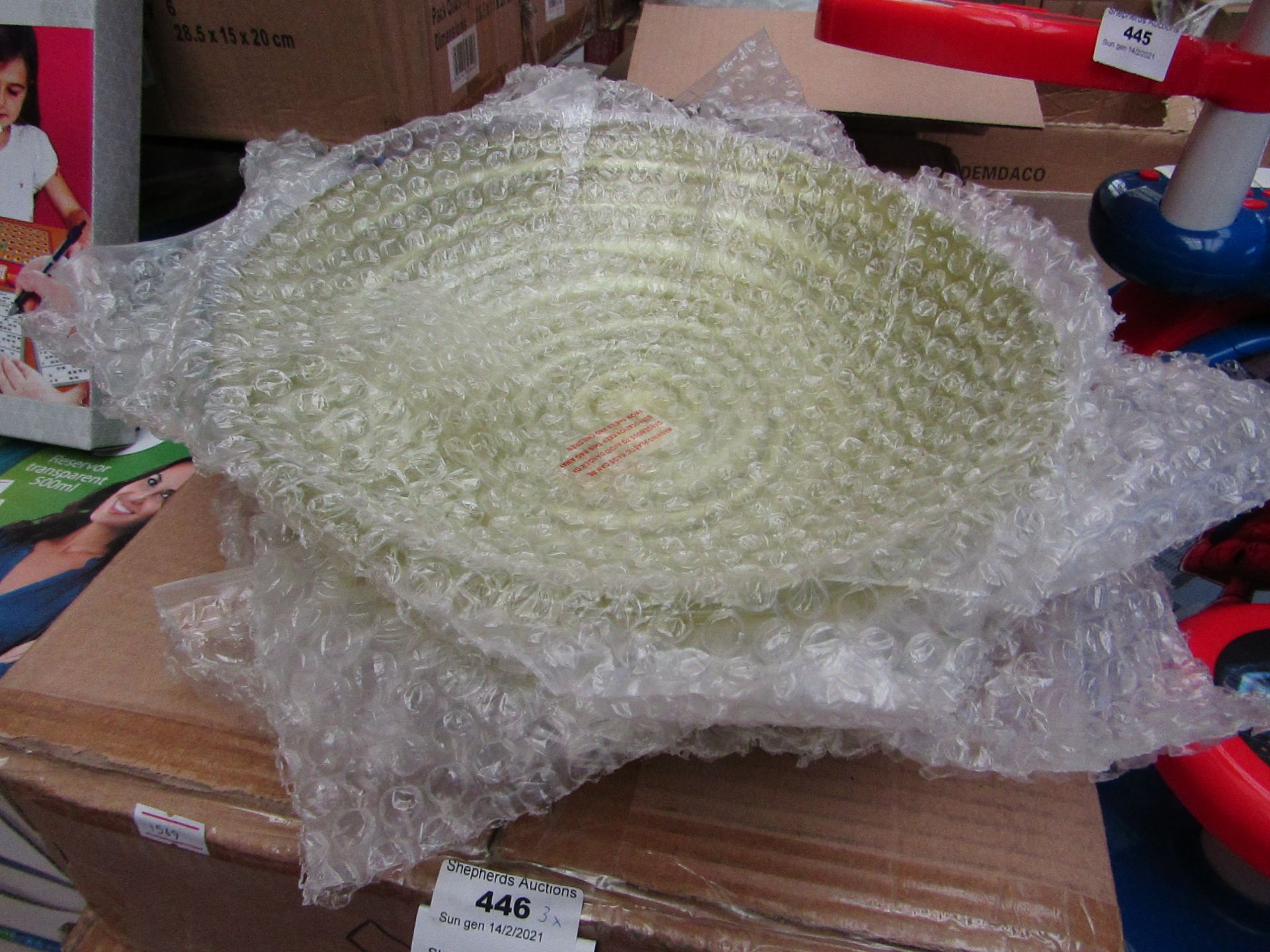 3x Swirl glass bowl gold, New & Boxed