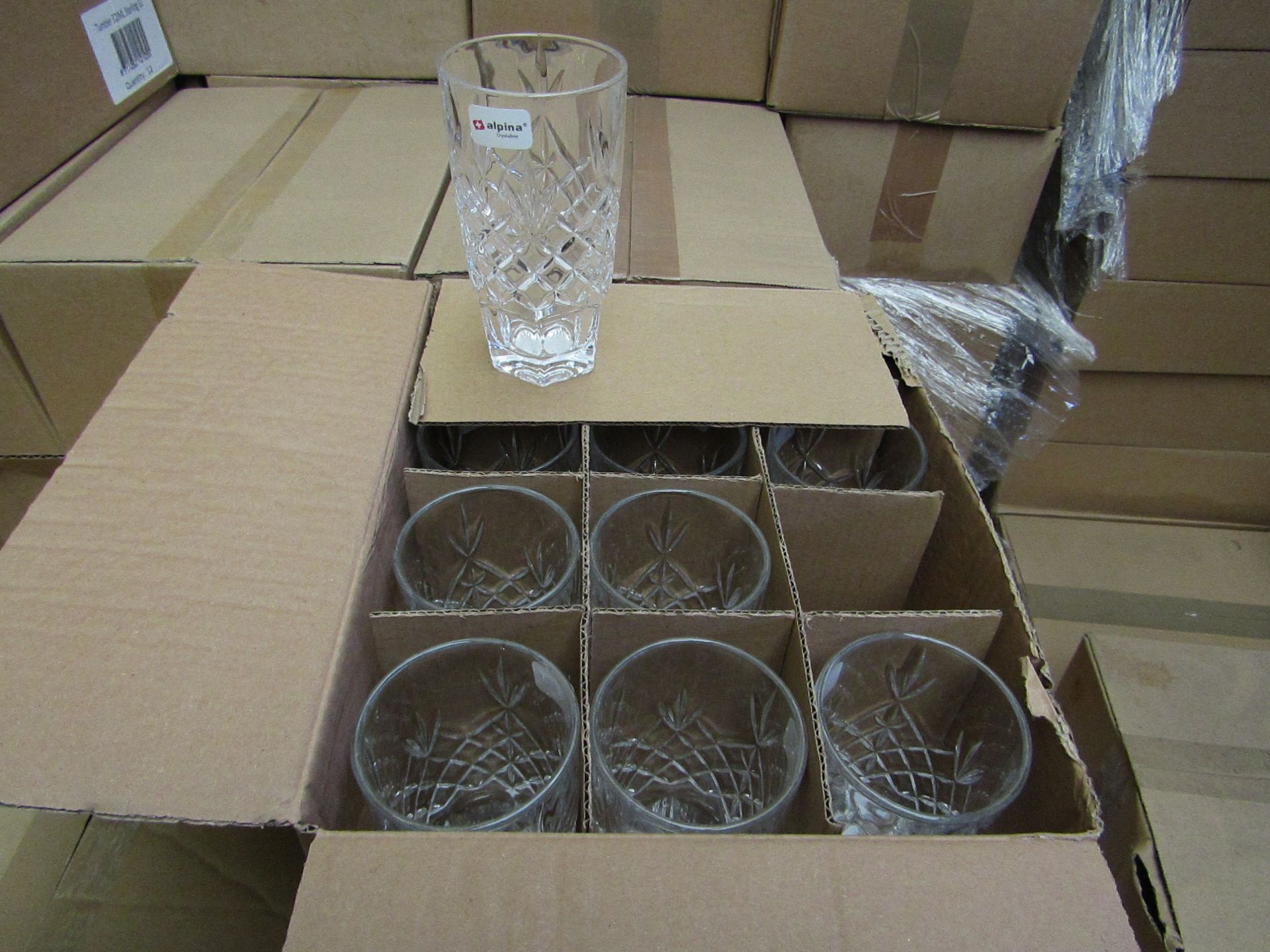 12 x Apina Crystaline 320ML Glass Tumblers, New & Boxed