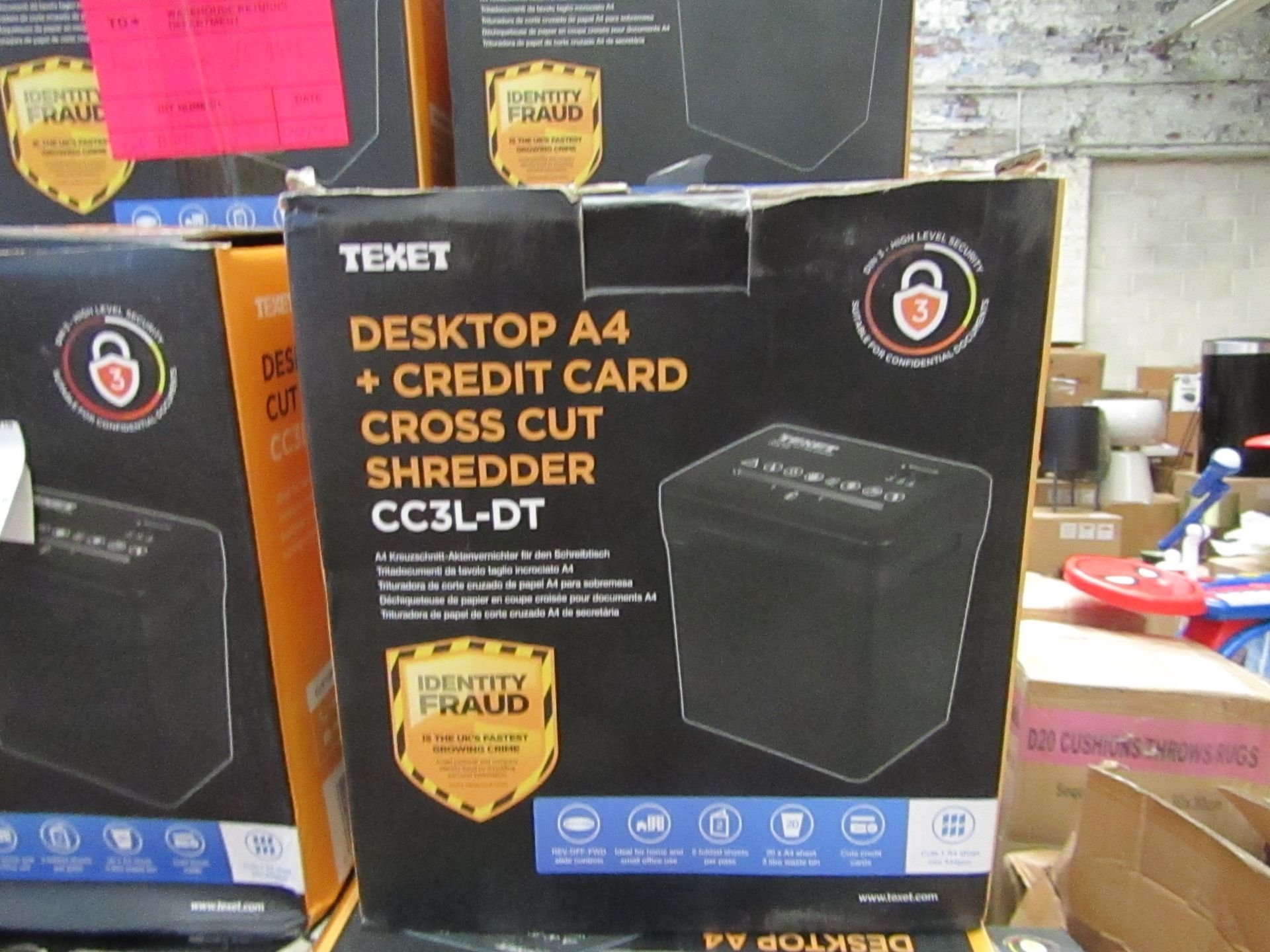 Texet Desktop A4 + Credit card cross cut shredder, Unchecked & Boxed