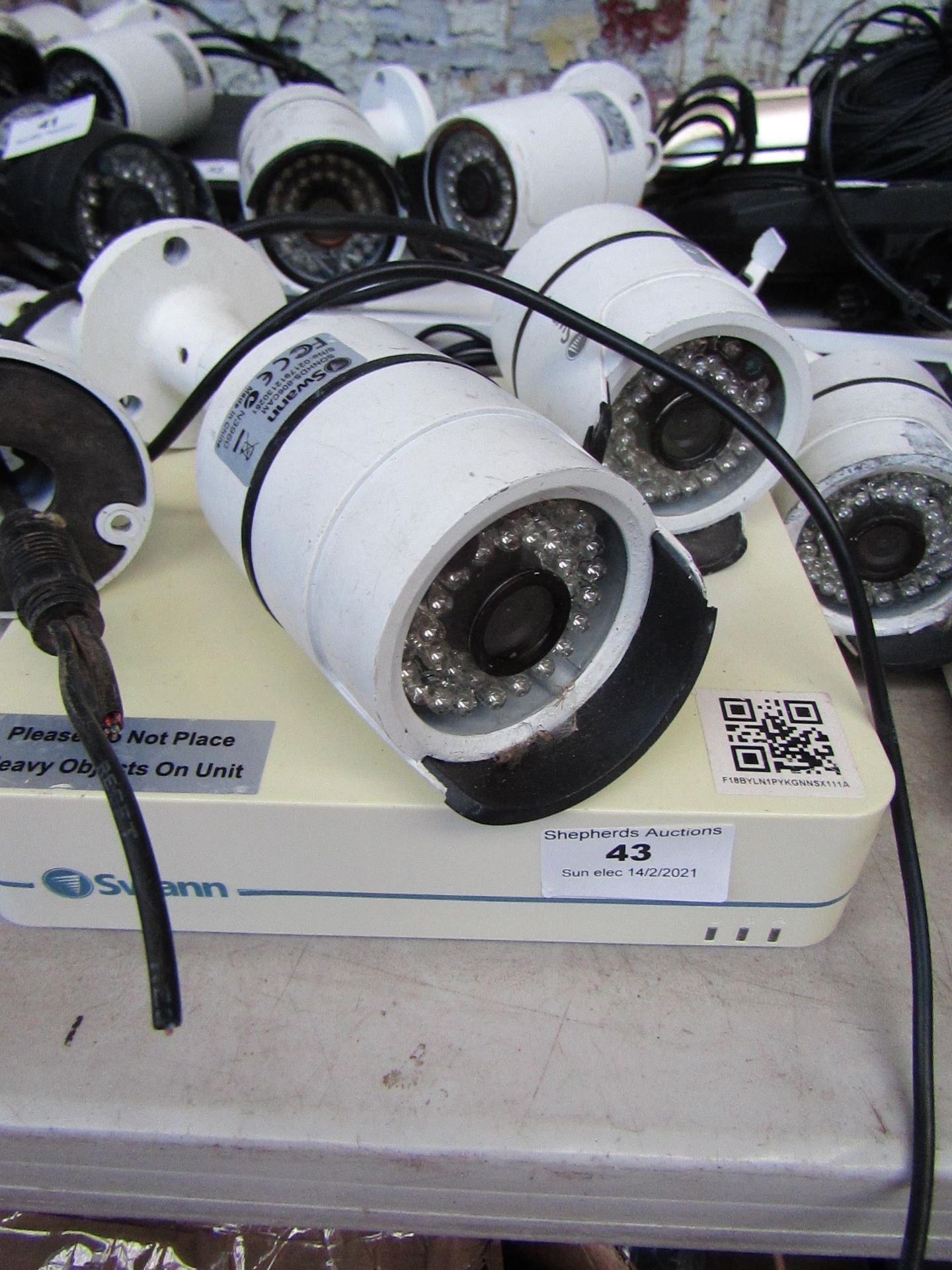 Swann NVR & 3x Swann cameras, All unchecked. Please note, this lot may be missing power cables,