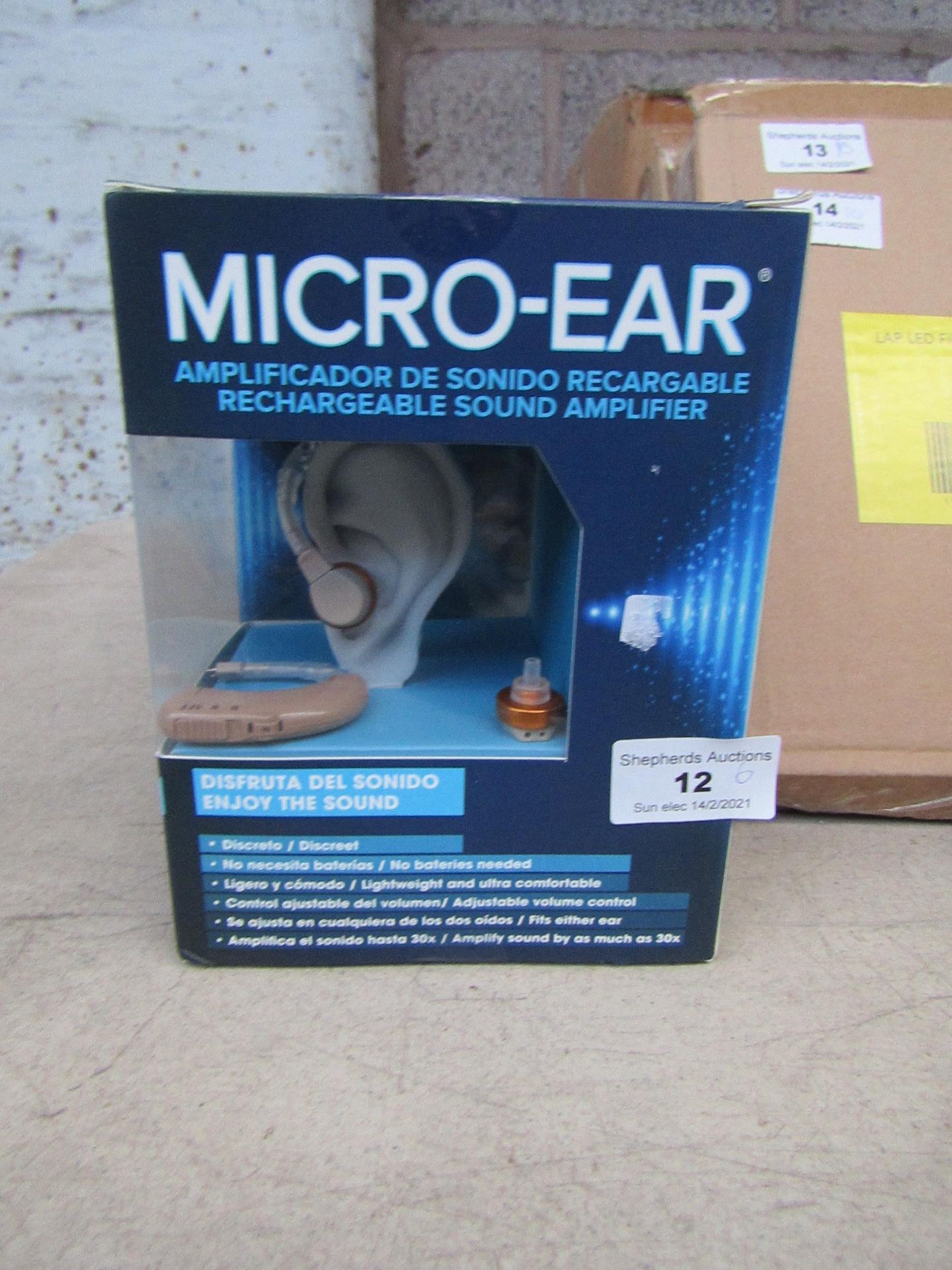 | 6X | MICRO-EAR RECHARGEABLE SOUND AMP | UNCHECKED AND BOXED | NO ONLINE RE-SALE | SKU - | RRP £