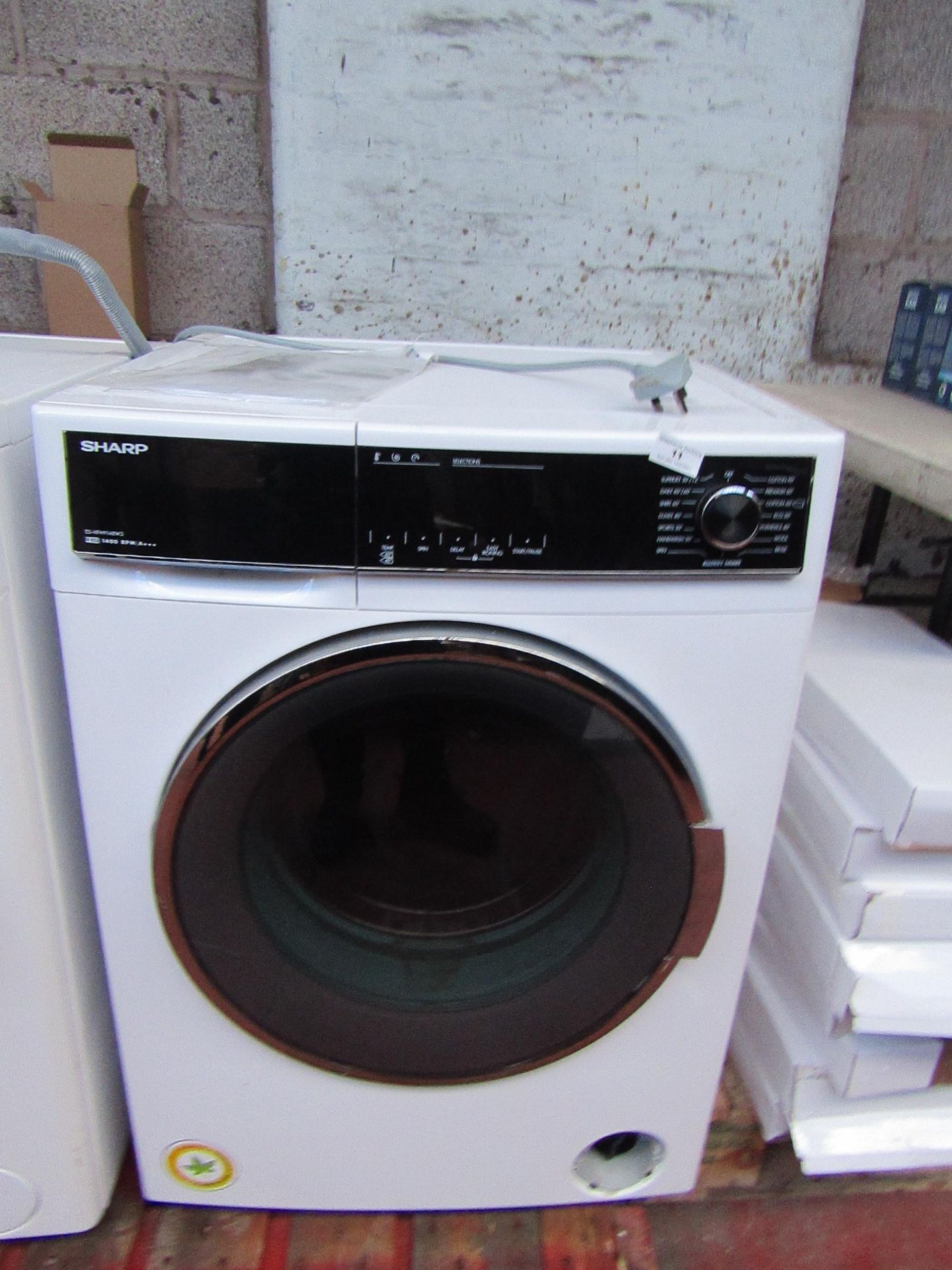 Sharp ES-HFH9148W3 A+++ Rated Freestanding Washing Machine, no power. RRP £239.99