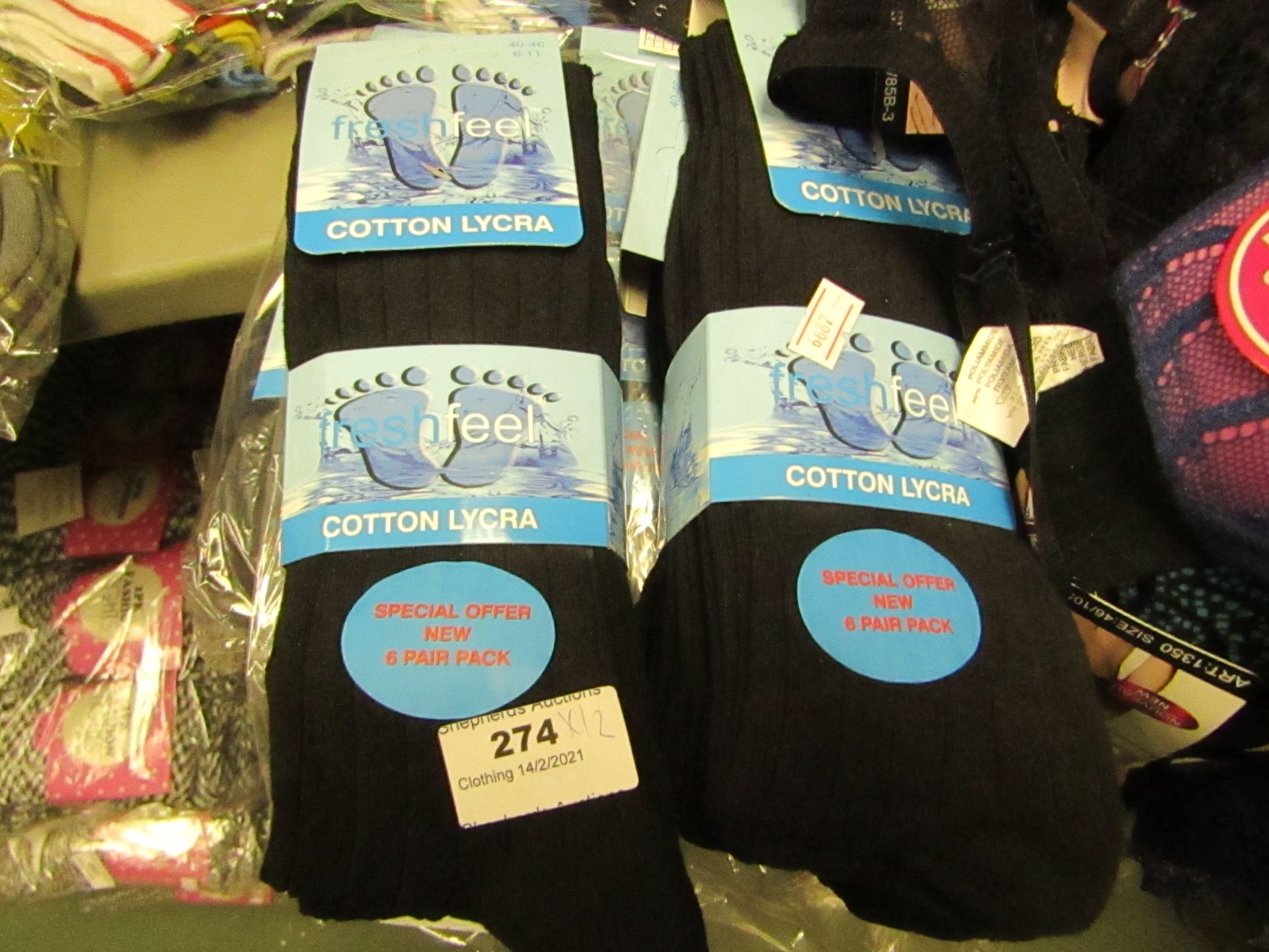 12 X Pairs of Mens Socks Black Size 6-11 New & Packaged