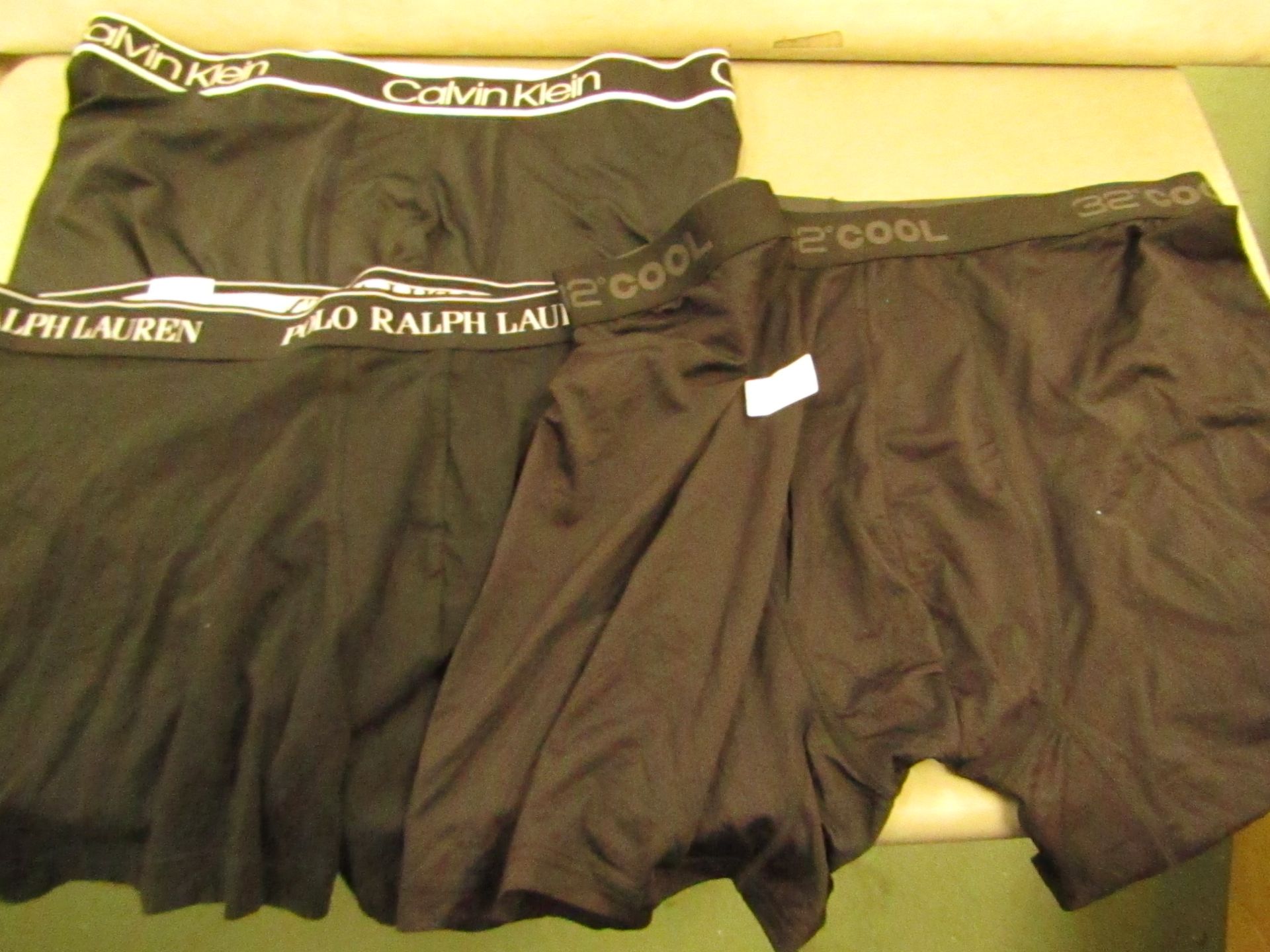 3 Pairs of Boxer Shorts Being,Ralph Lauren X/L,Calvin Klien L & 32 Degrees Cool X/L( All Are New But