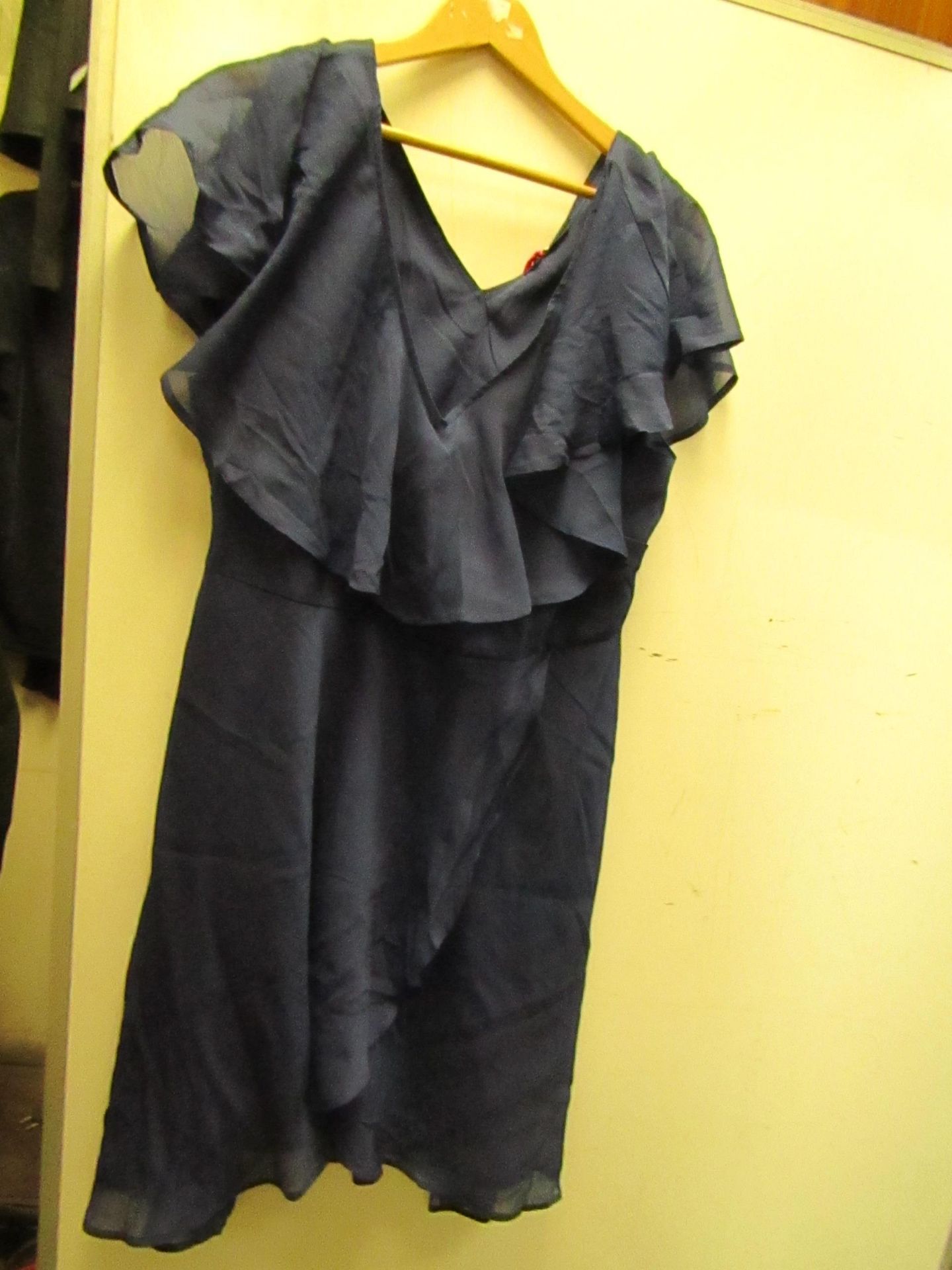 5 X By Very Ladies Ruffle Chiffon Tea Dress Blue Size 16 New & Packaged
