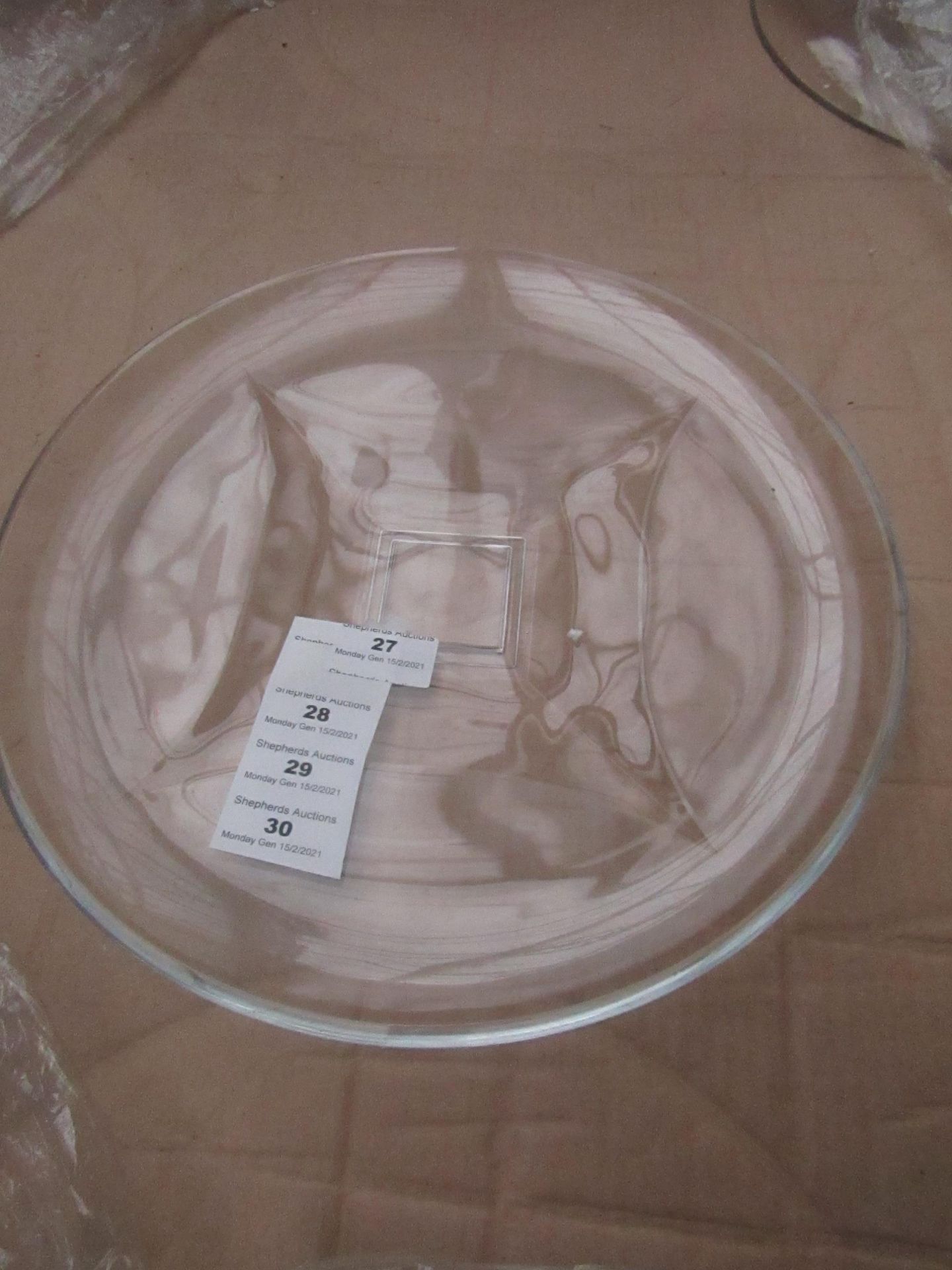 2x Large Clear Glass Plate - Unused & Good Condition.