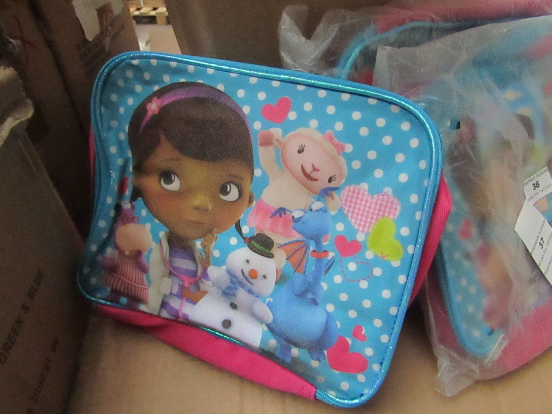 5 x Disney Junior - Doc Mcstuffins Fabric Lunch Box RRP £5.49 each- New & Packaged.