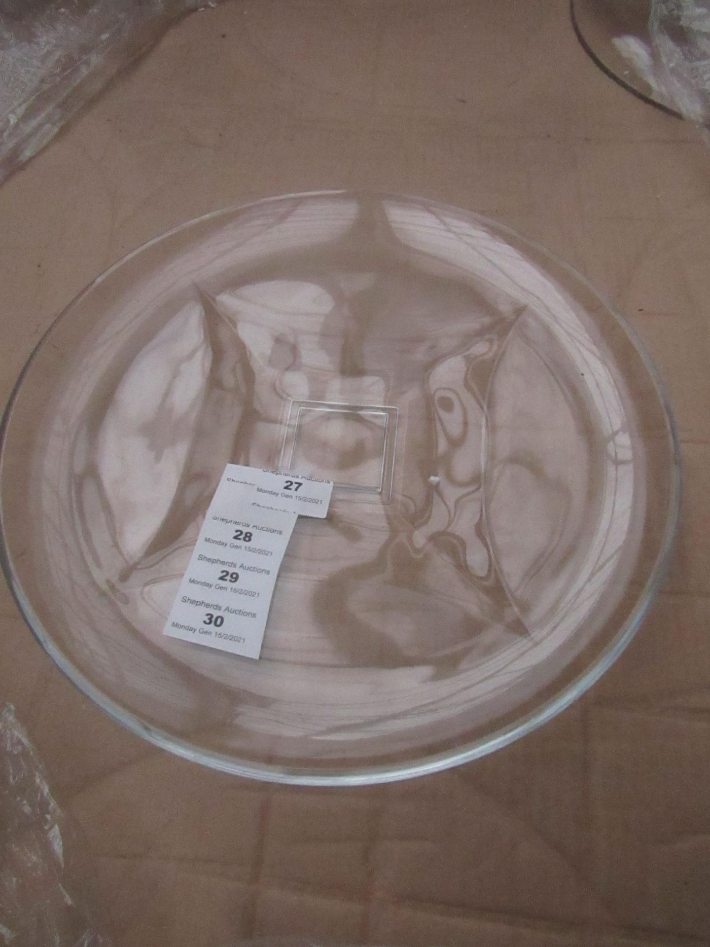 2x Large Clear Glass Plate - Unused & Good Condition.