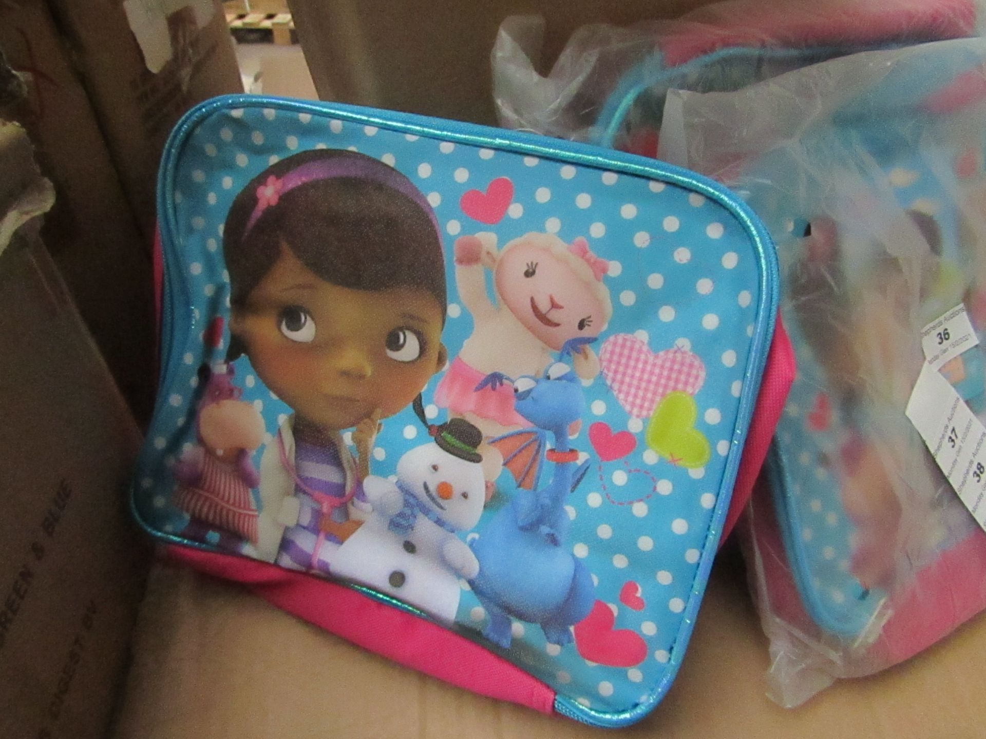 5 x Disney Junior - Doc Mcstuffins Fabric Lunch Box RRP £5.49 each- New & Packaged.