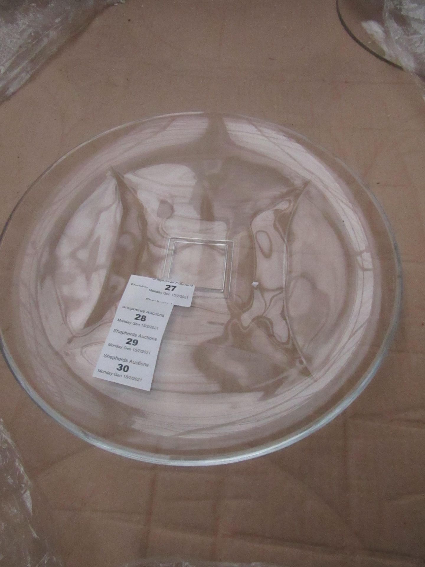 2x Large Clear Glass Plate - Unused & Good Condition.