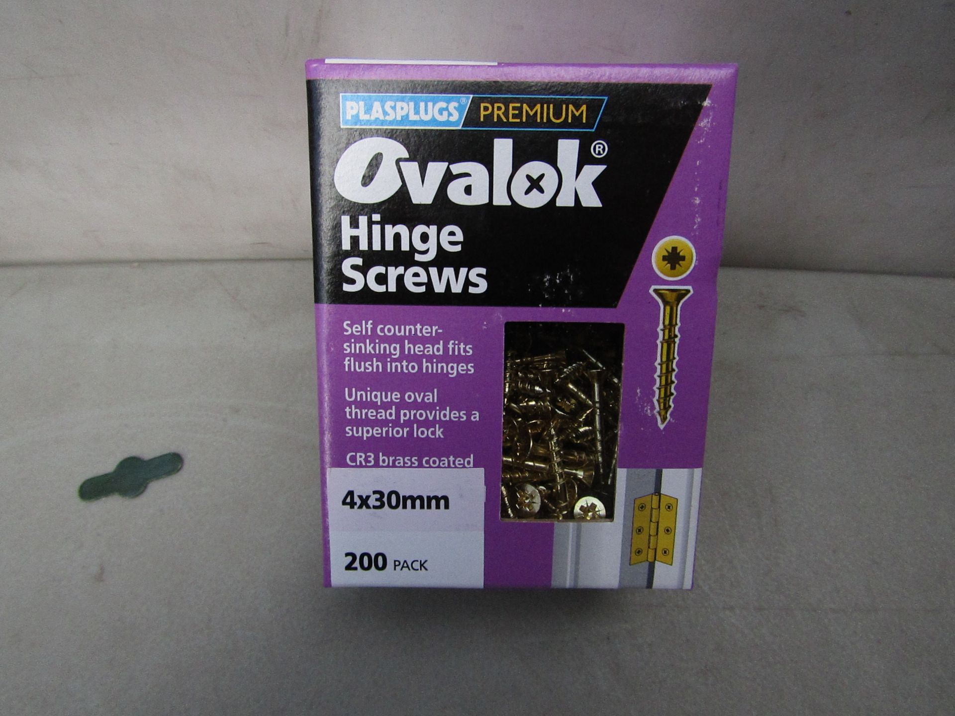 2x Plasplugs - Ovalok Hinge Screws 4x30mm (Pack of 200) - New & Boxed.