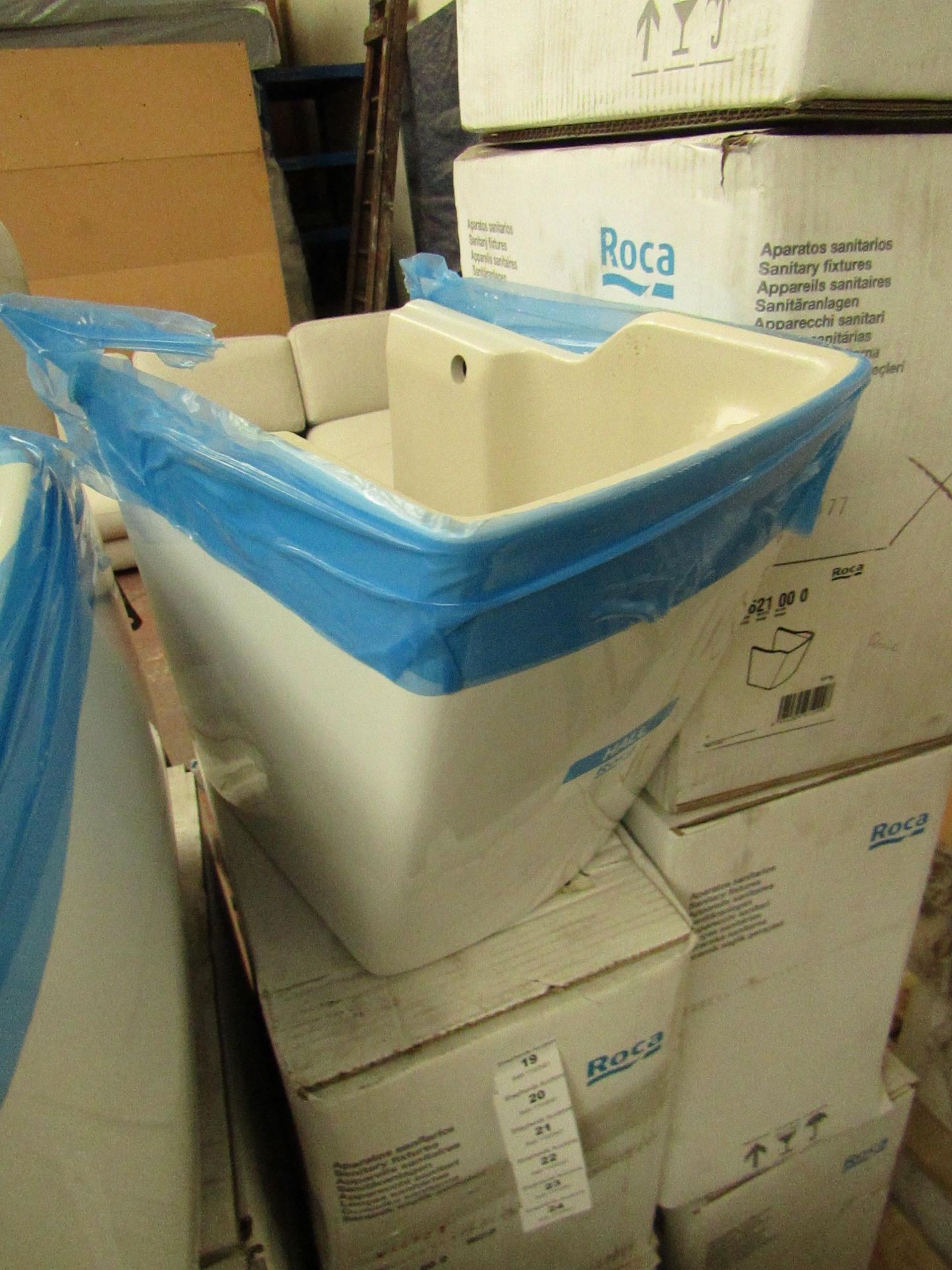 Roca Hall semi pedestal, new and boxed.