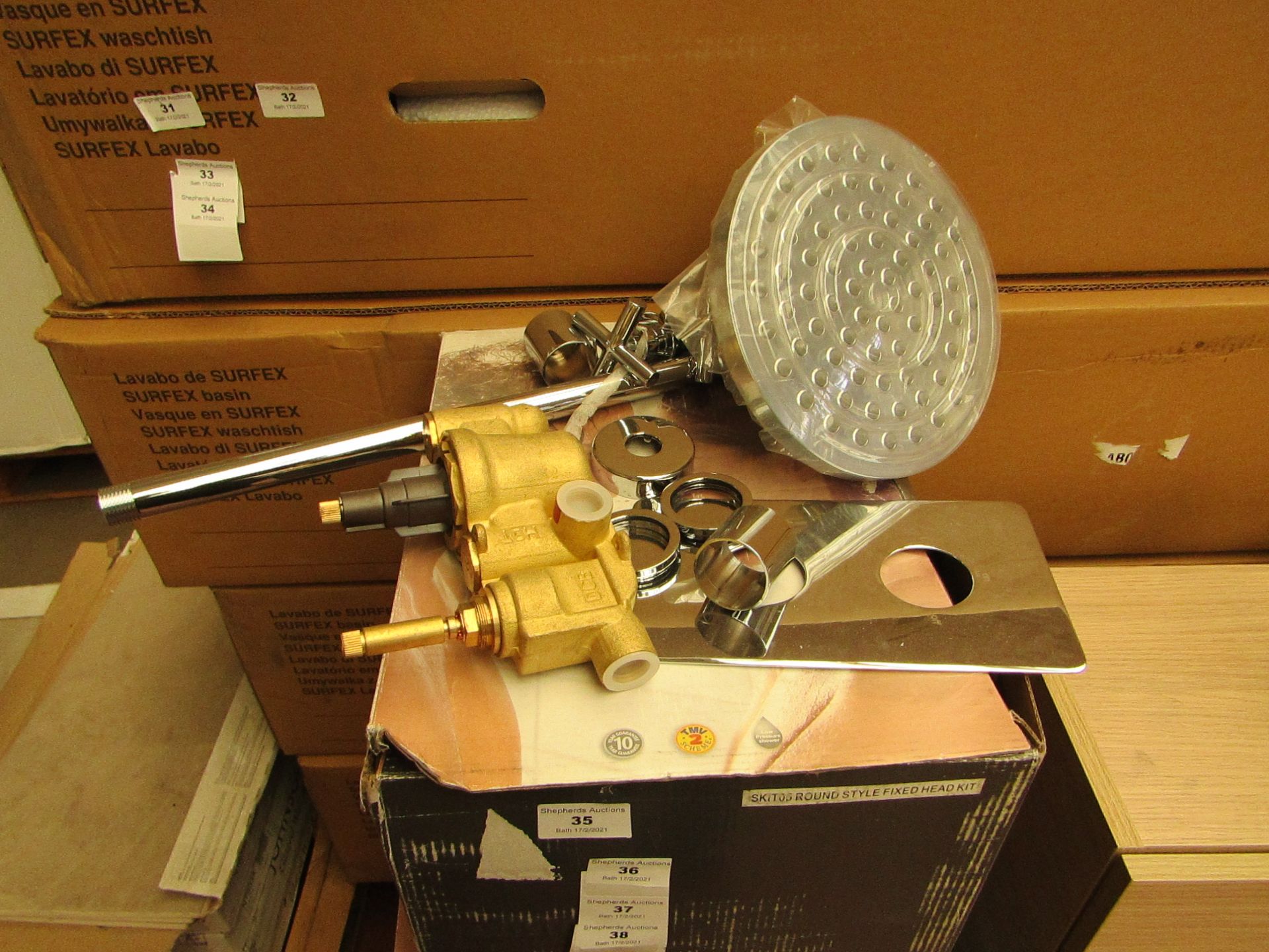 Tavistock Astin shower kit thermostatic dual inline concealed shower valve with round shower head,