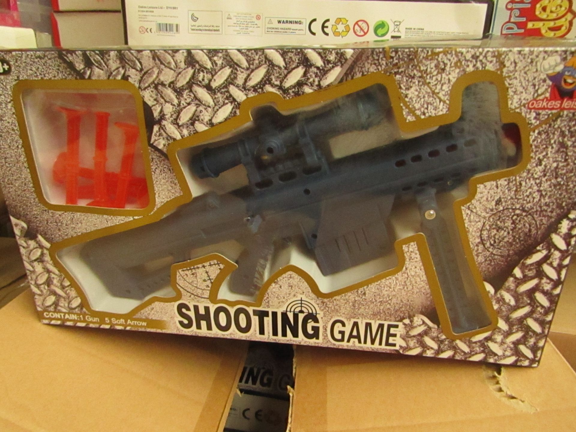 2x Safe Shooting Game, contains 1 Gun, 5 Soft Arrow (ages 3+) - Boxed & Unchecked