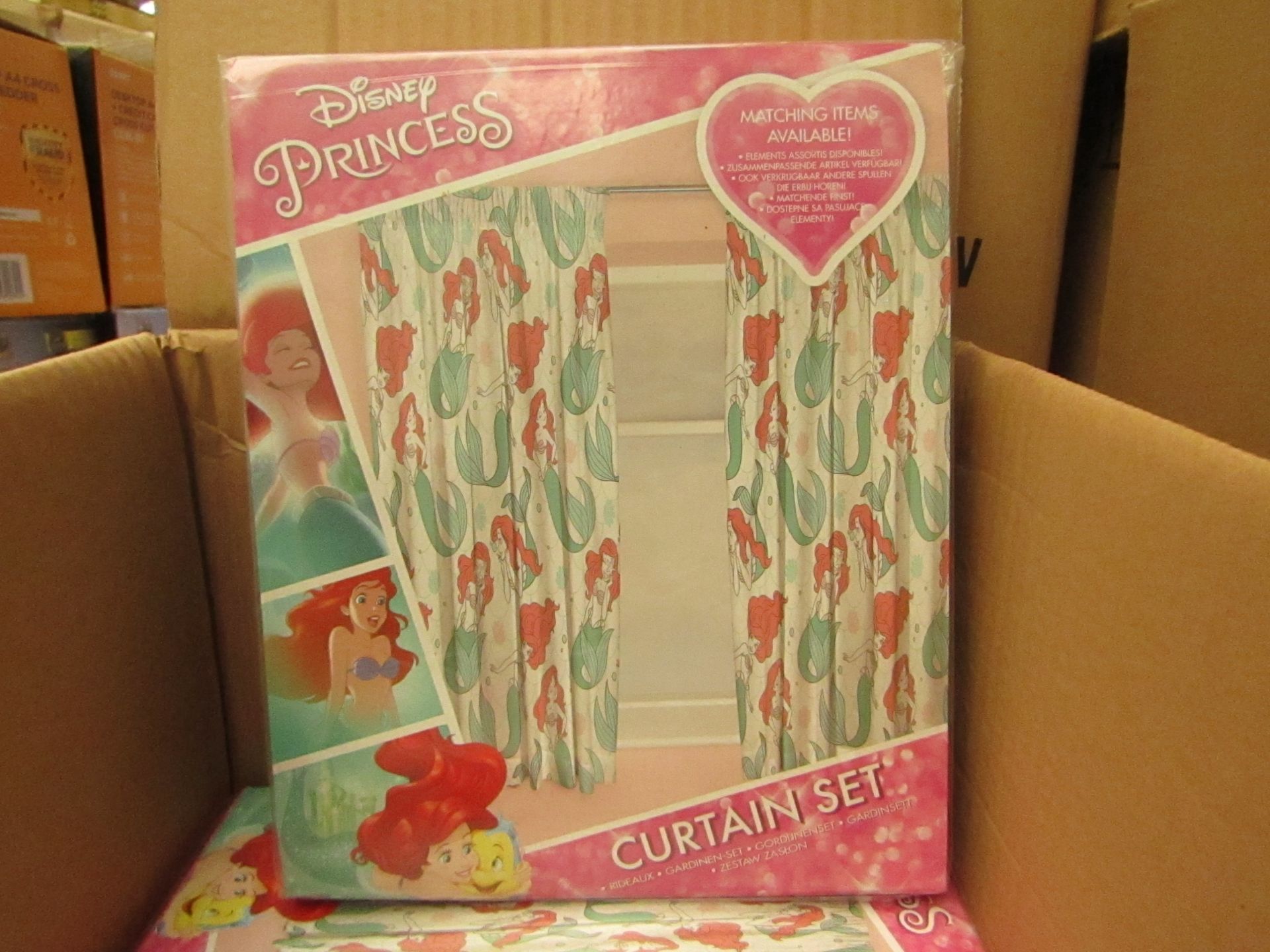 3 x Disney Princess Curtain Set 66" x 54" without Tie Backs - New & Packaged