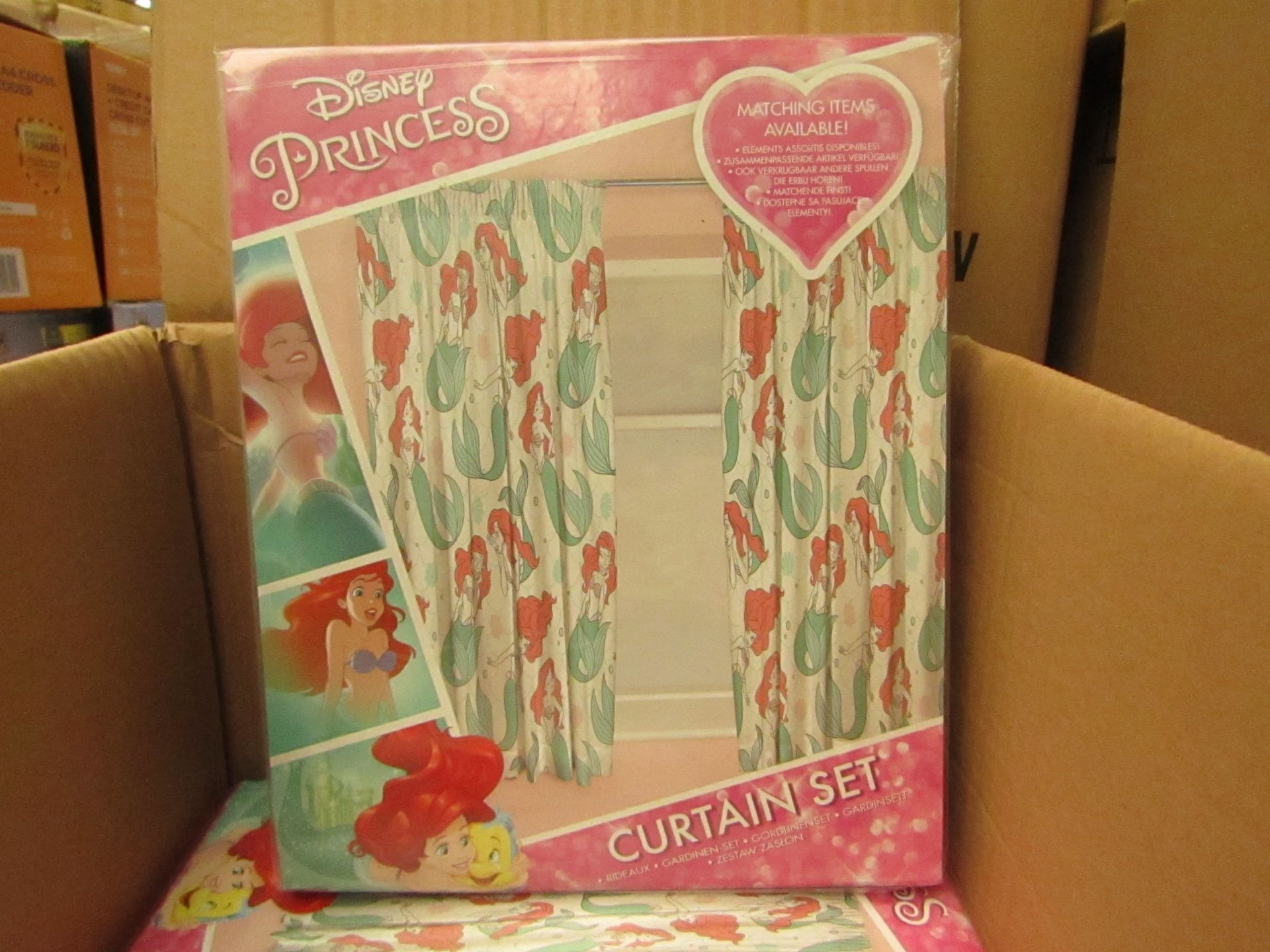 2 x Disney Princess Curtain Set 66" x 54" without Tie Backs - New & Packaged