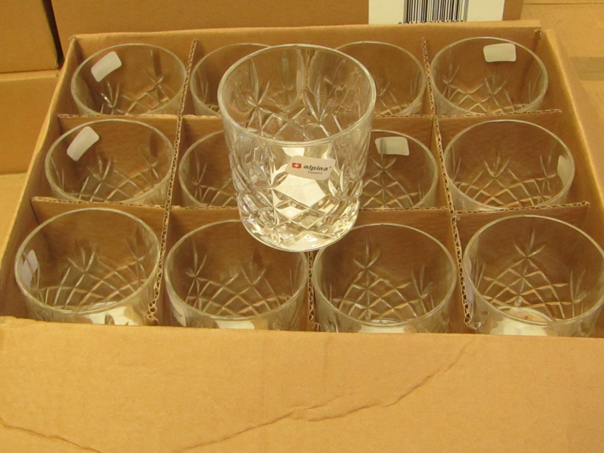 12 x Apina Crystaline 300ML Glass Tumblers, New & Boxed
