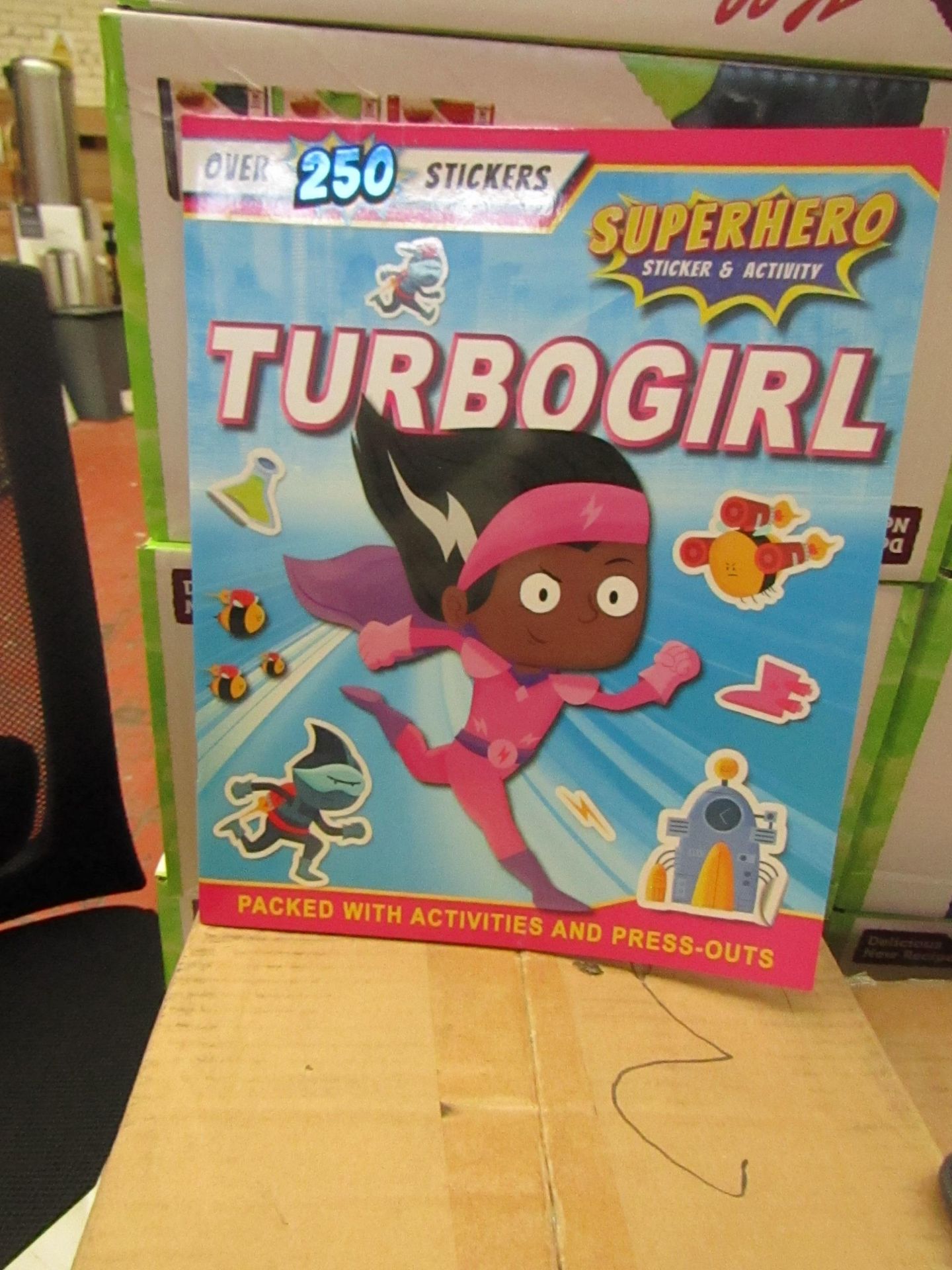 Box of approx 60 Turbogirl Superhero Sticker & Activity Book - New & Boxed