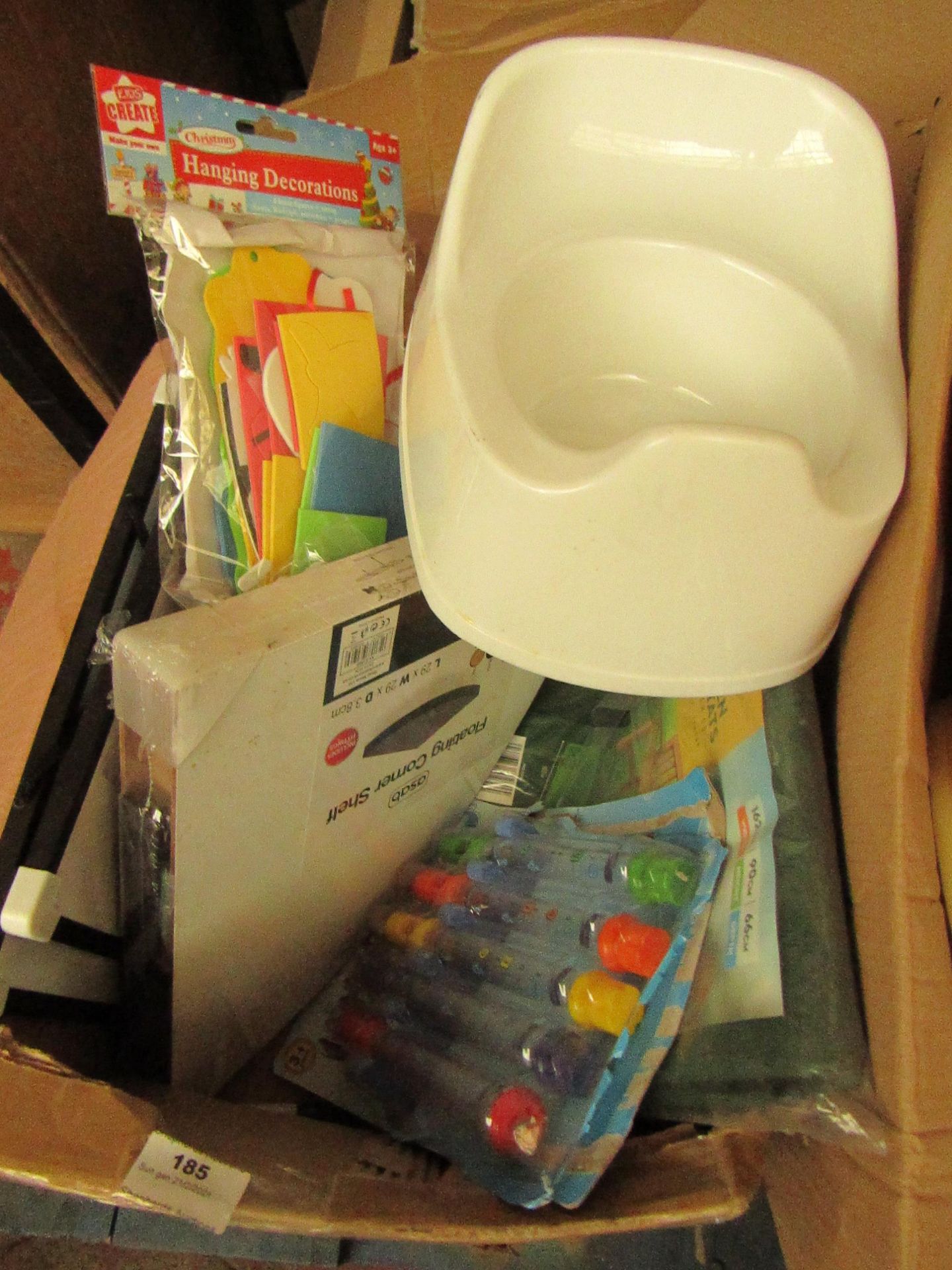 Box of Approx 10x House Hold items ect. - asab corner shelf, Pack of 5x water flutes, Childs potty