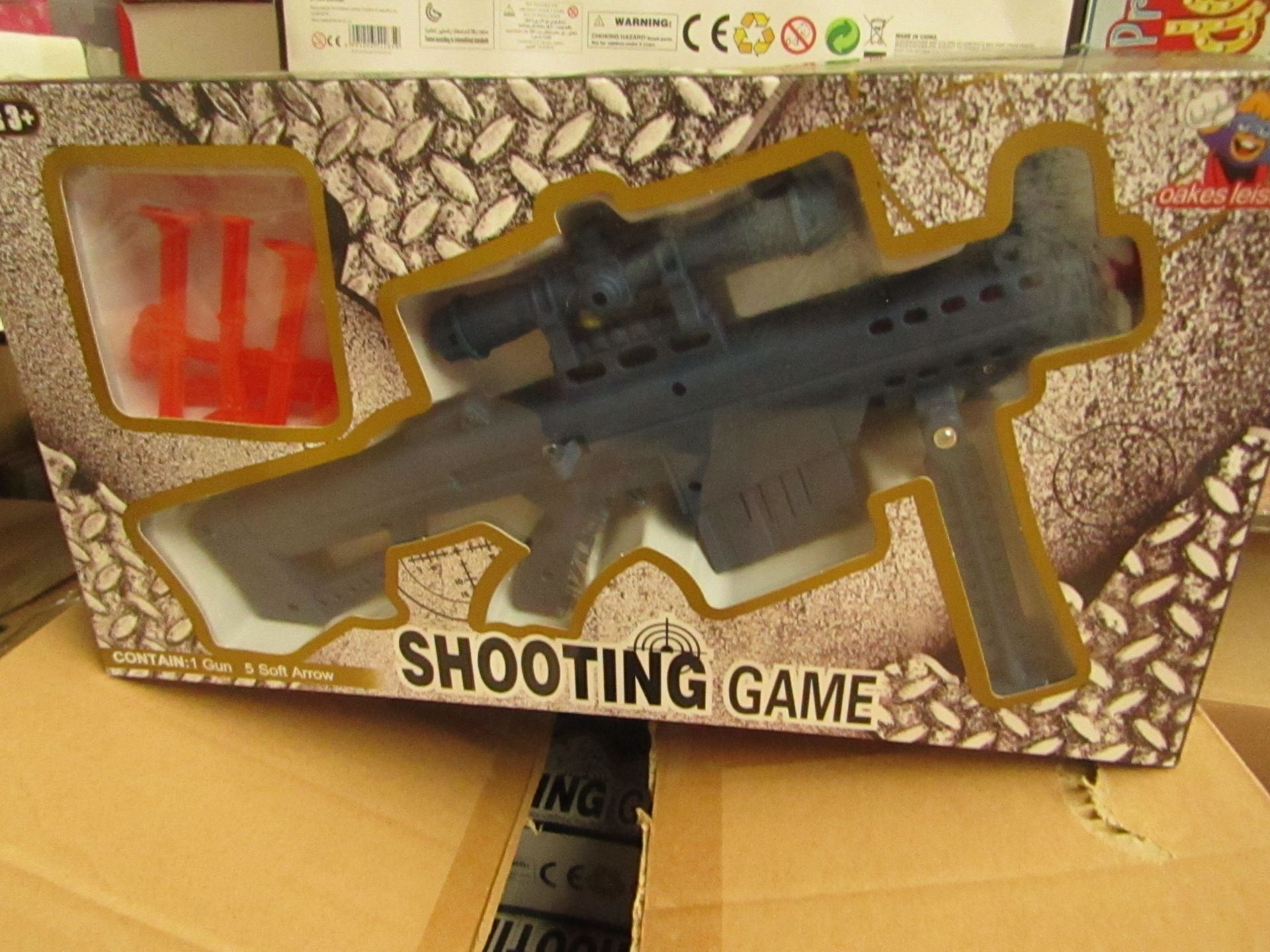 2x Safe Shooting Game, contains 1 Gun, 5 Soft Arrow (ages 3+) - Boxed & Unchecked