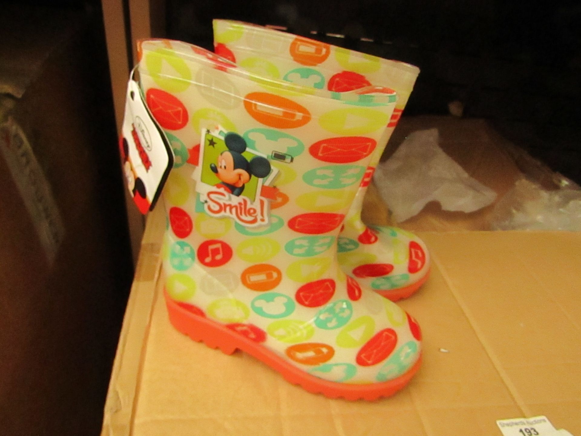 Mickey Mouse Disney LED Wellies 28/29 - New & Packaged