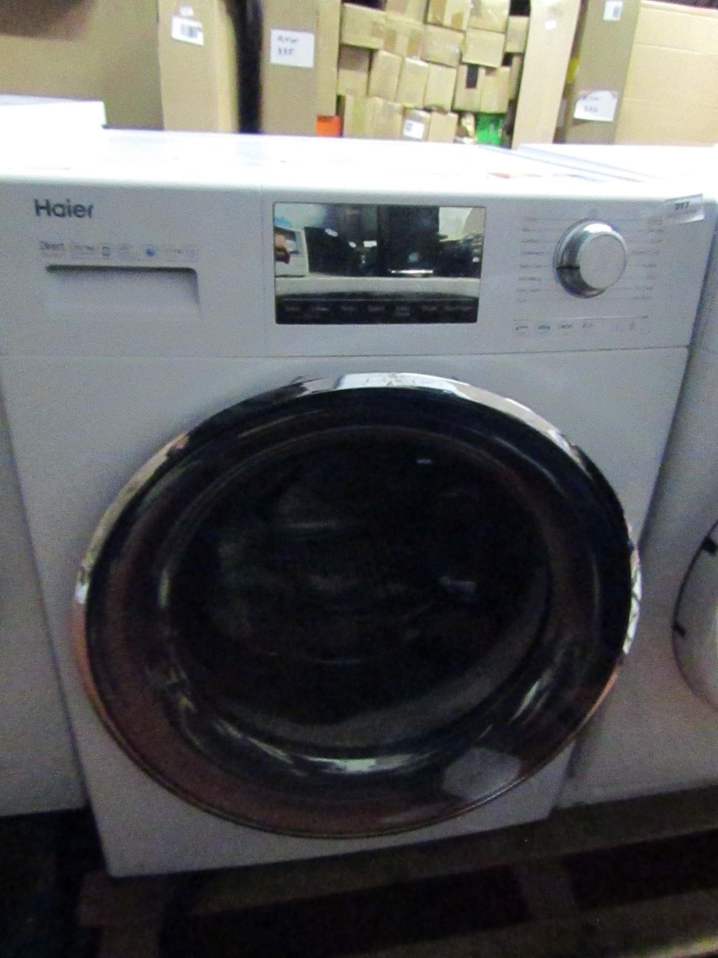 Haier Direct Motion 12Kg washing machine, unable to tested due to damaged plug.