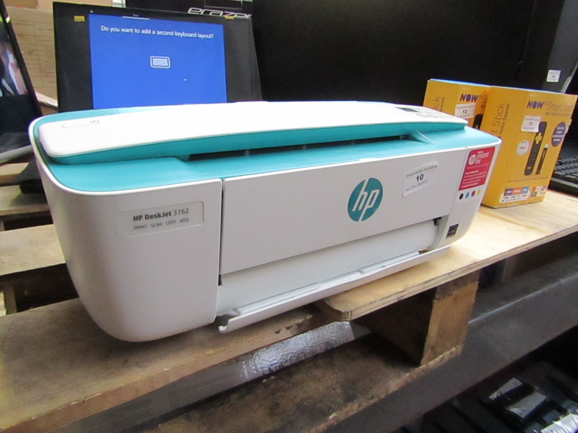 HP Deskjet 3762 print,scan,copy, web compact printer, powers on but not checked any further, no box