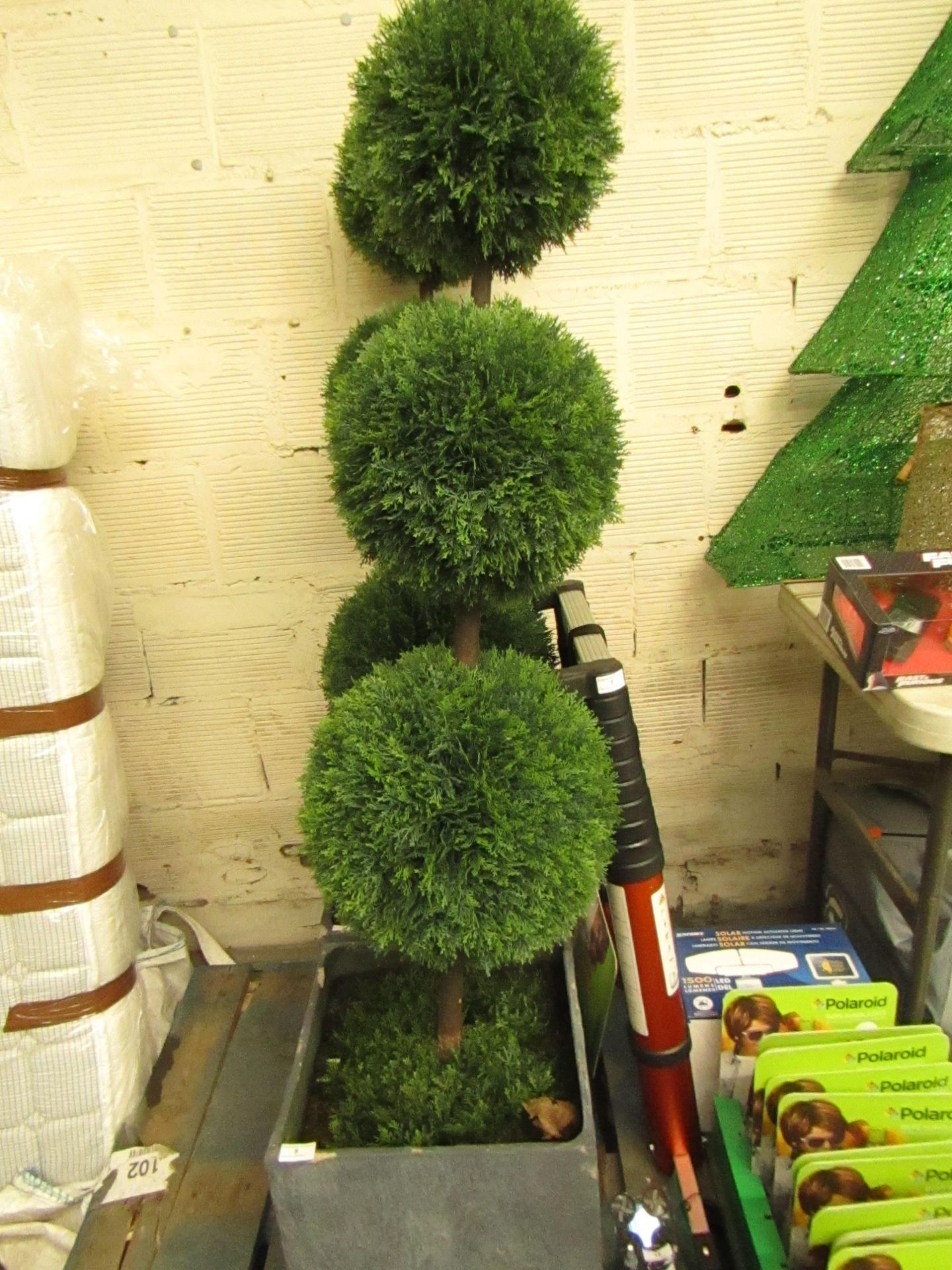 Large Outdoor Artificial 3 Ball Topiary Tree, With Large Concrete Effect Planter - Used Condition, - Image 2 of 2