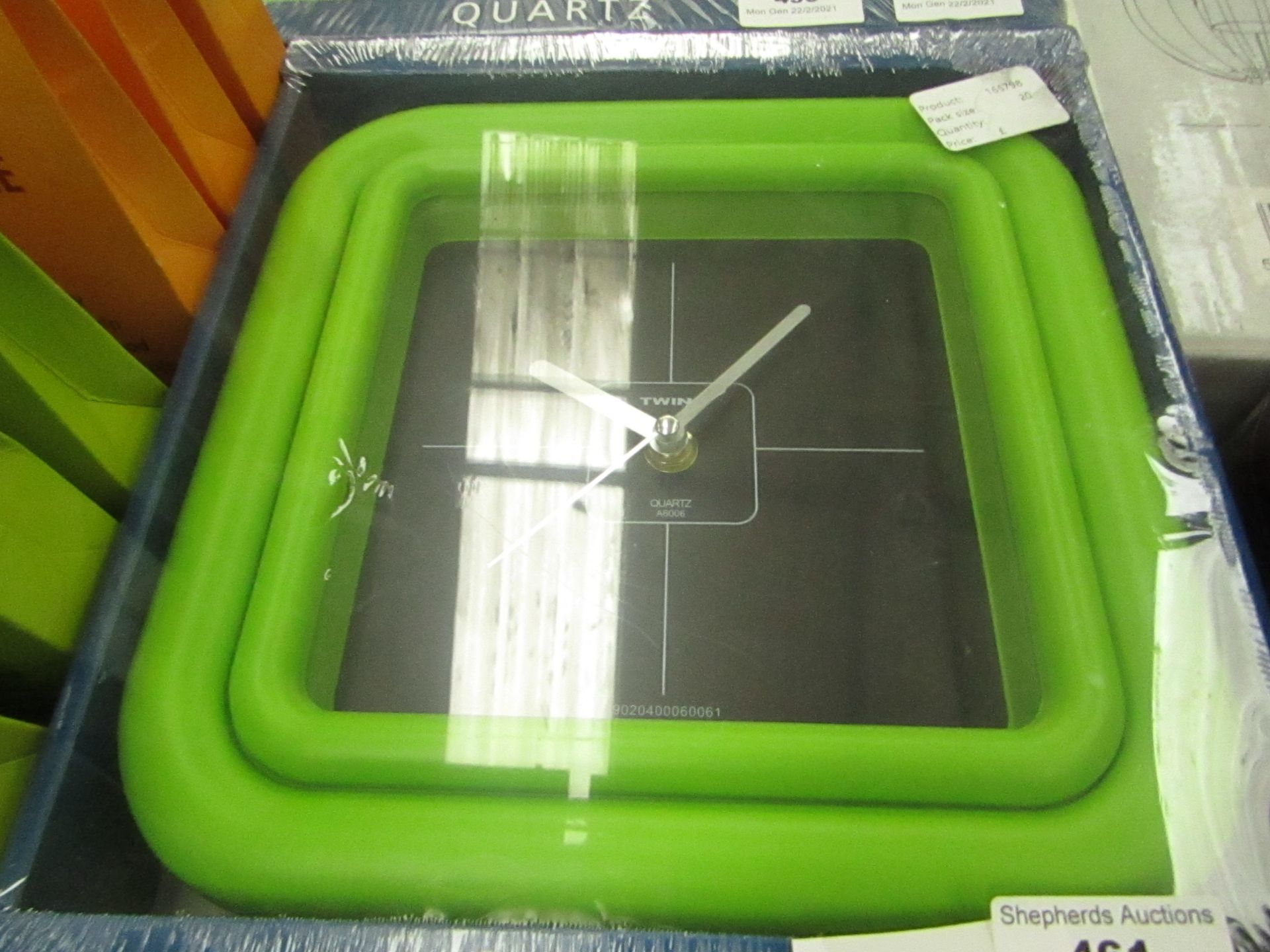 Twins Quartz - Small Green Clock - Unused & Packaged.