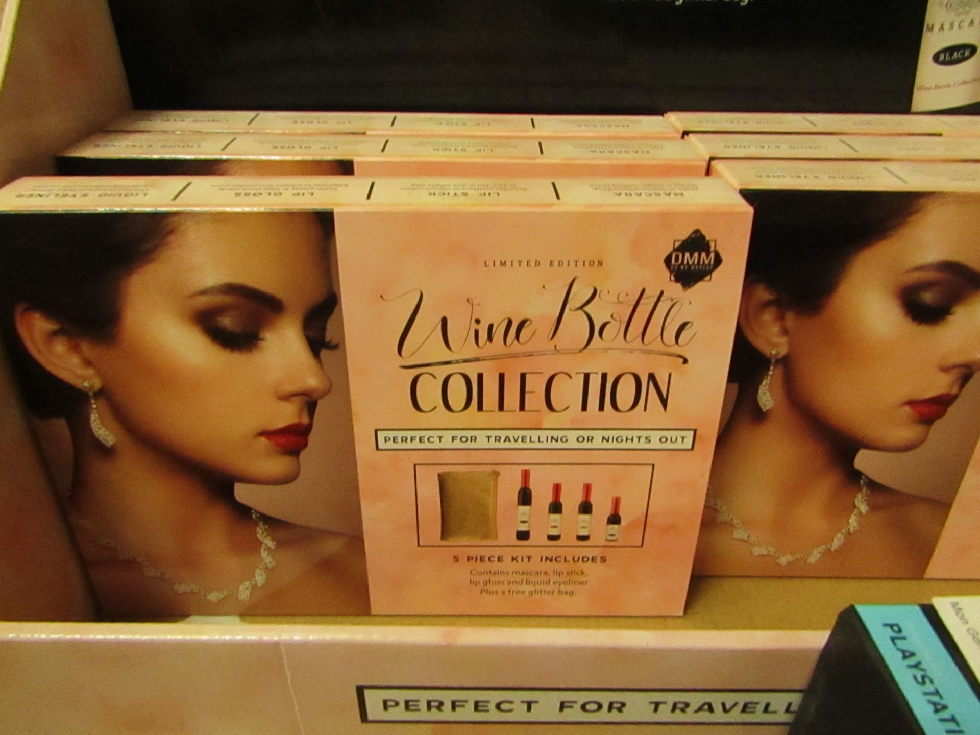 Wine Bottle Collection - 5 Piece kit Includes Mascara, Lip Stick, Lip Gloss, Liquid Eyeliner + A