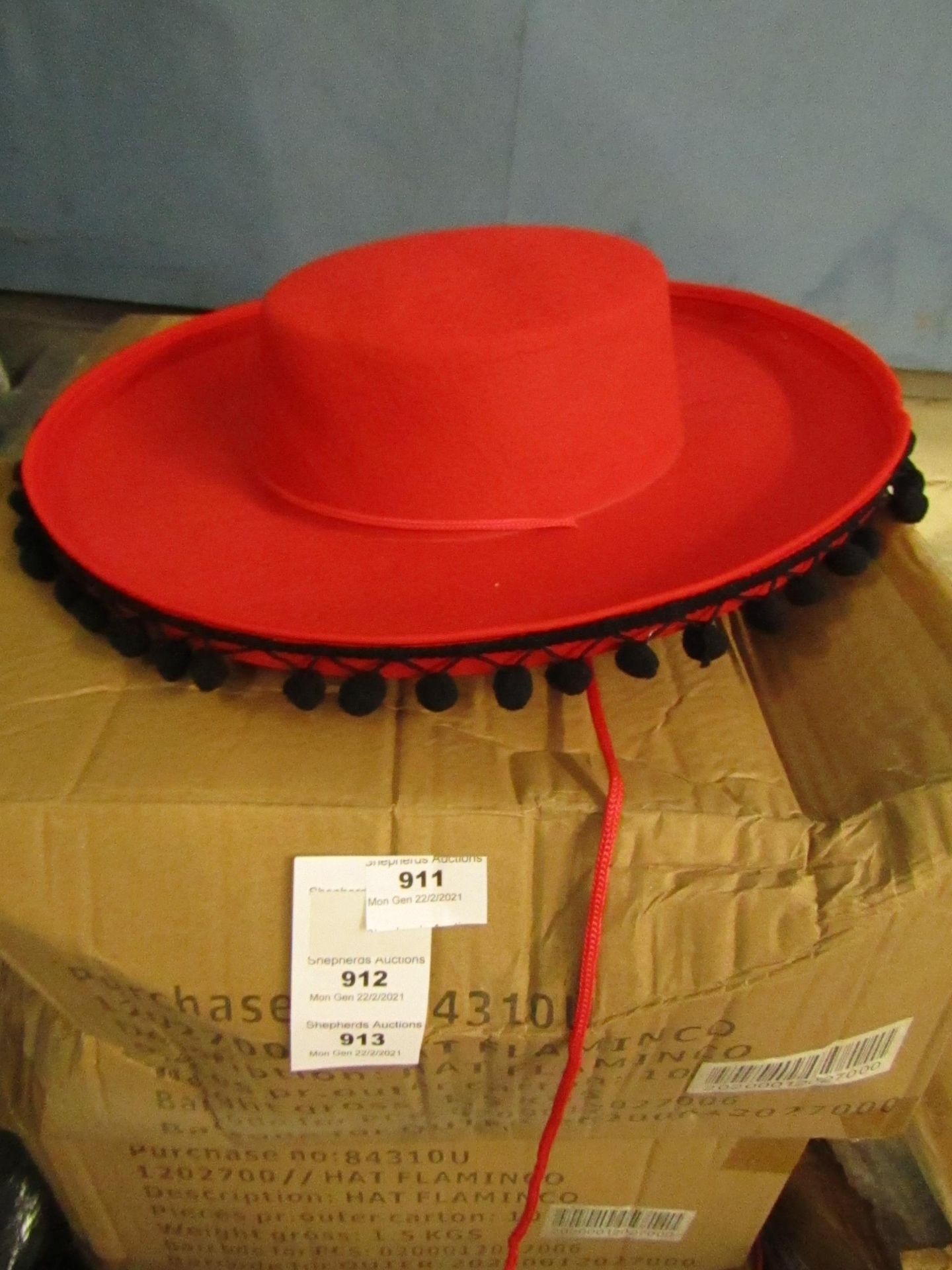 Box of Red Flaminco Hats (approx 10) - Boxed & Unchecked