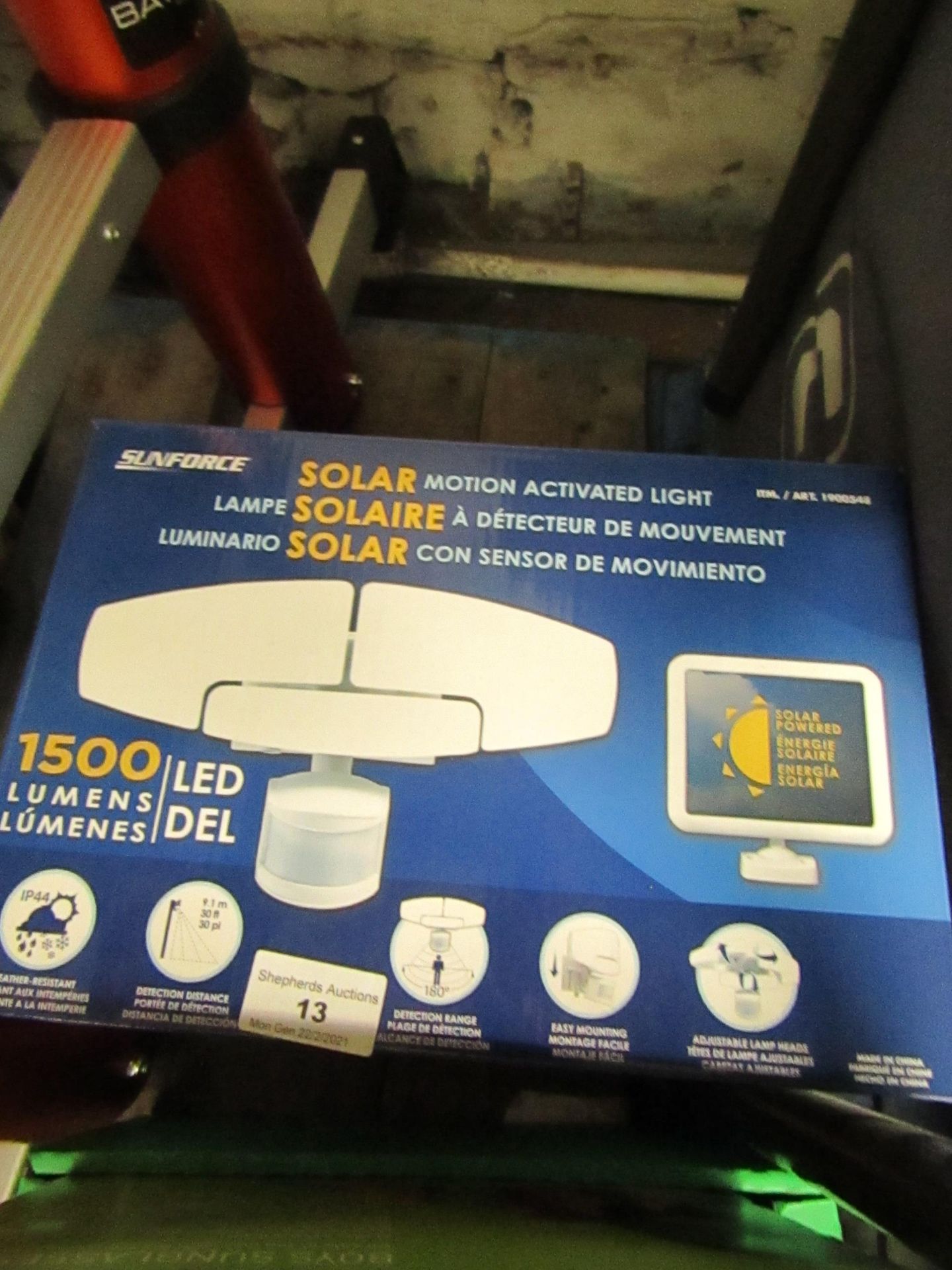 Sunforce - Solar Motion Activated Light - 1500 Lumens - Unchecked & Boxed.