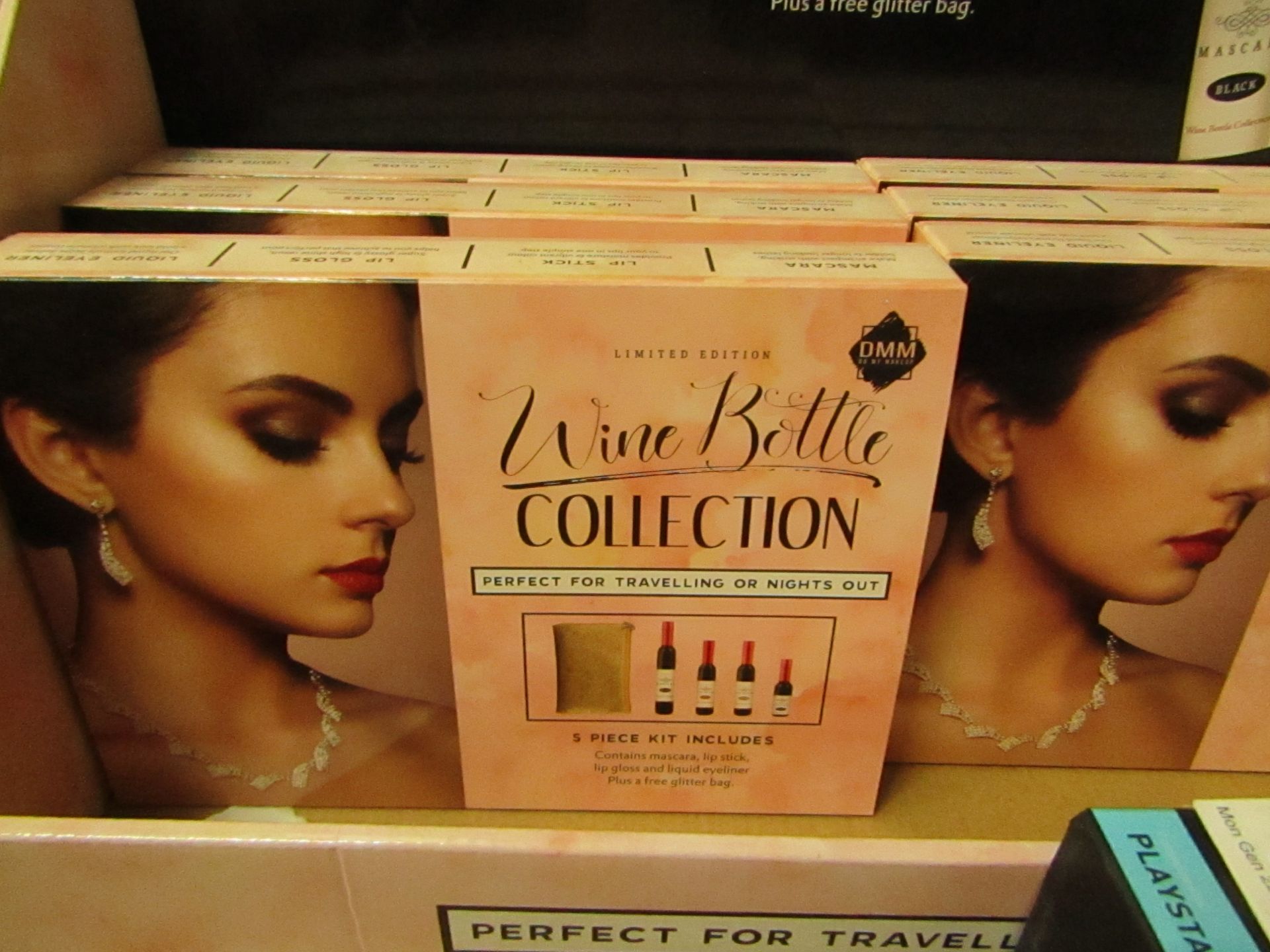 Wine Bottle Collection - 5 Piece kit Includes Mascara, Lip Stick, Lip Gloss, Liquid Eyeliner + A