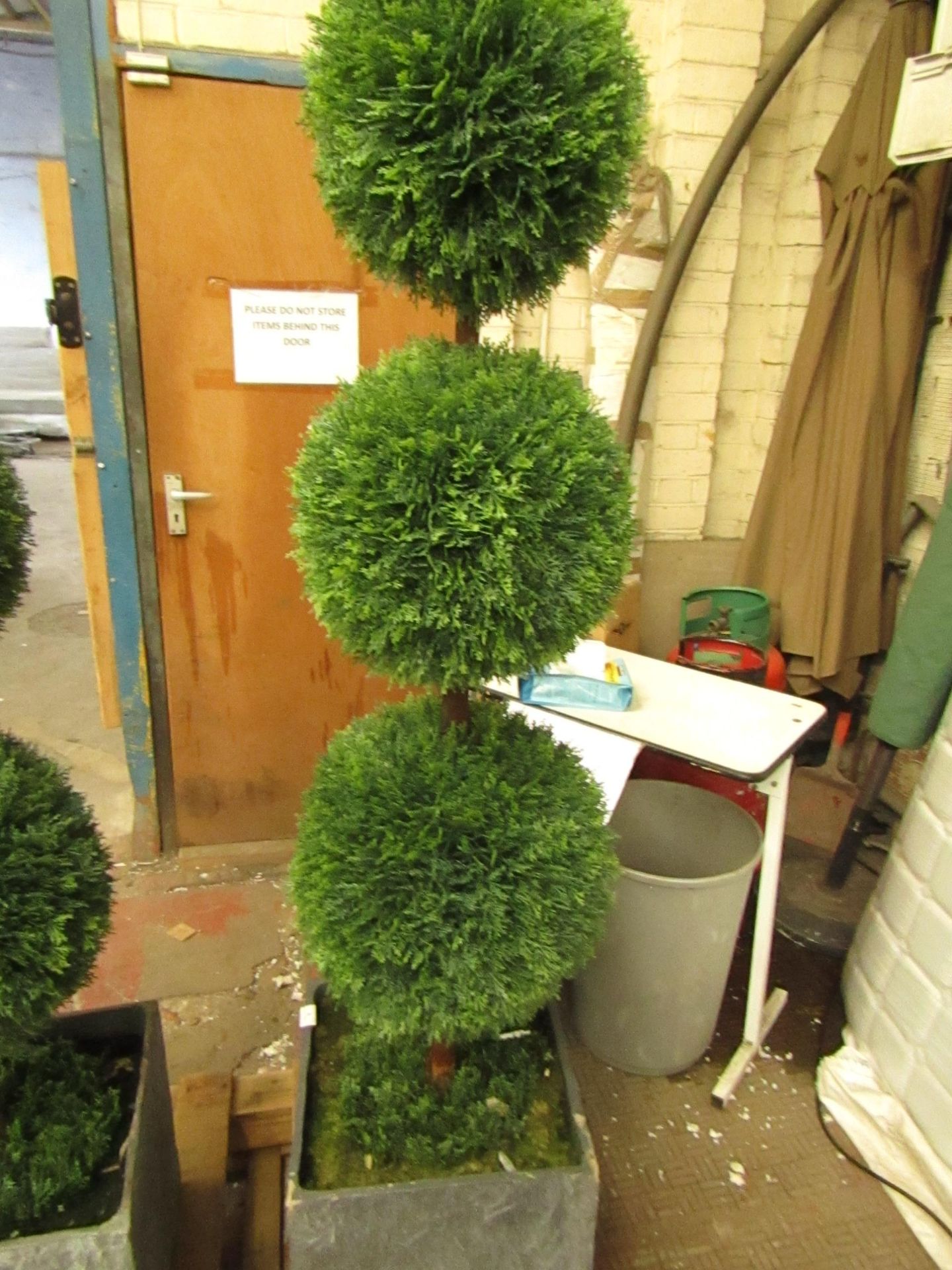 Large Outdoor Artificial 3 Ball Topiary Tree, With Large Concrete Effect Planter - Used Condition, - Image 2 of 2