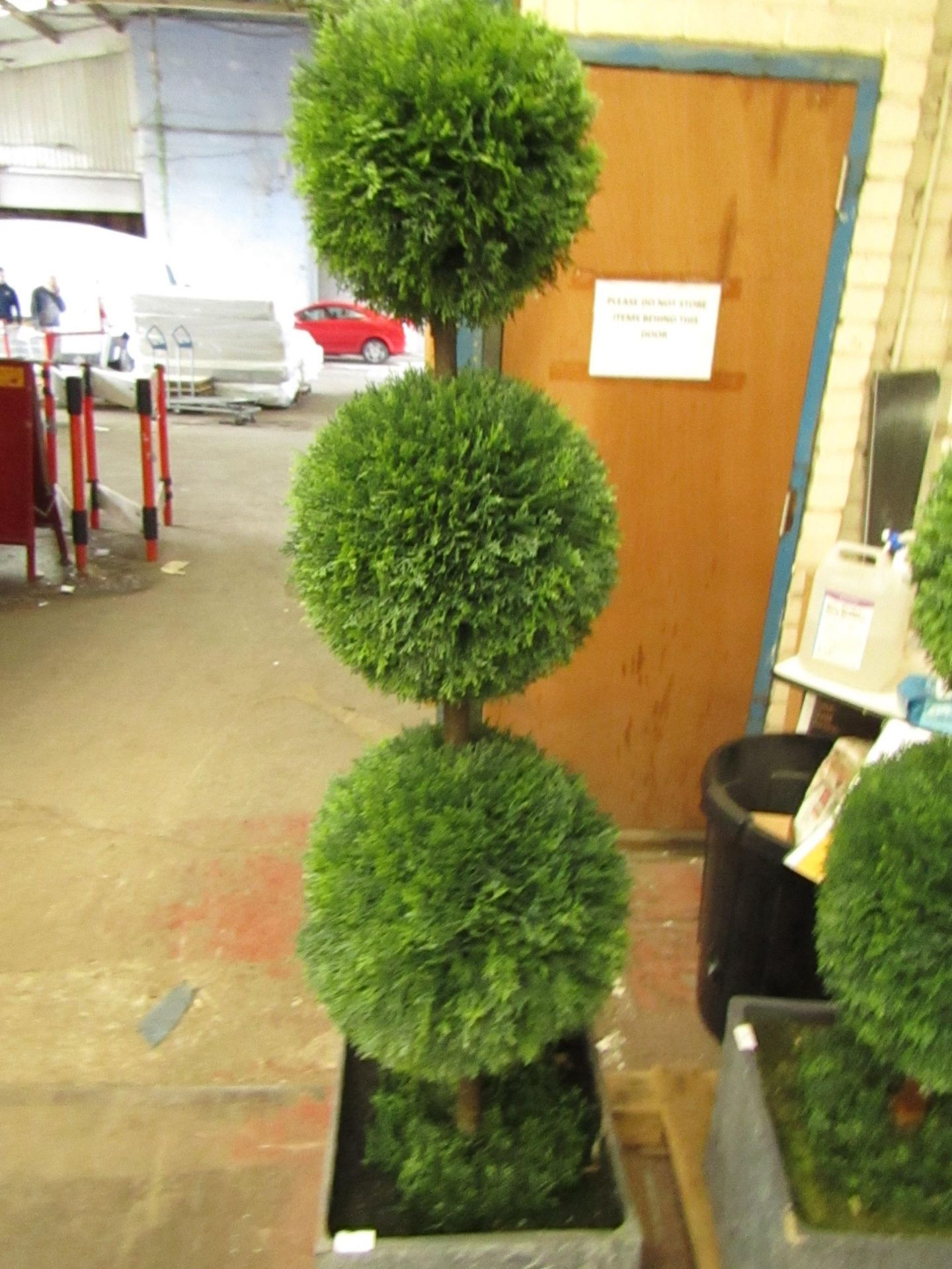 Large Outdoor Artificial 3 Ball Topiary Tree, With Large Concrete Effect Planter - Used Condition, - Image 2 of 2