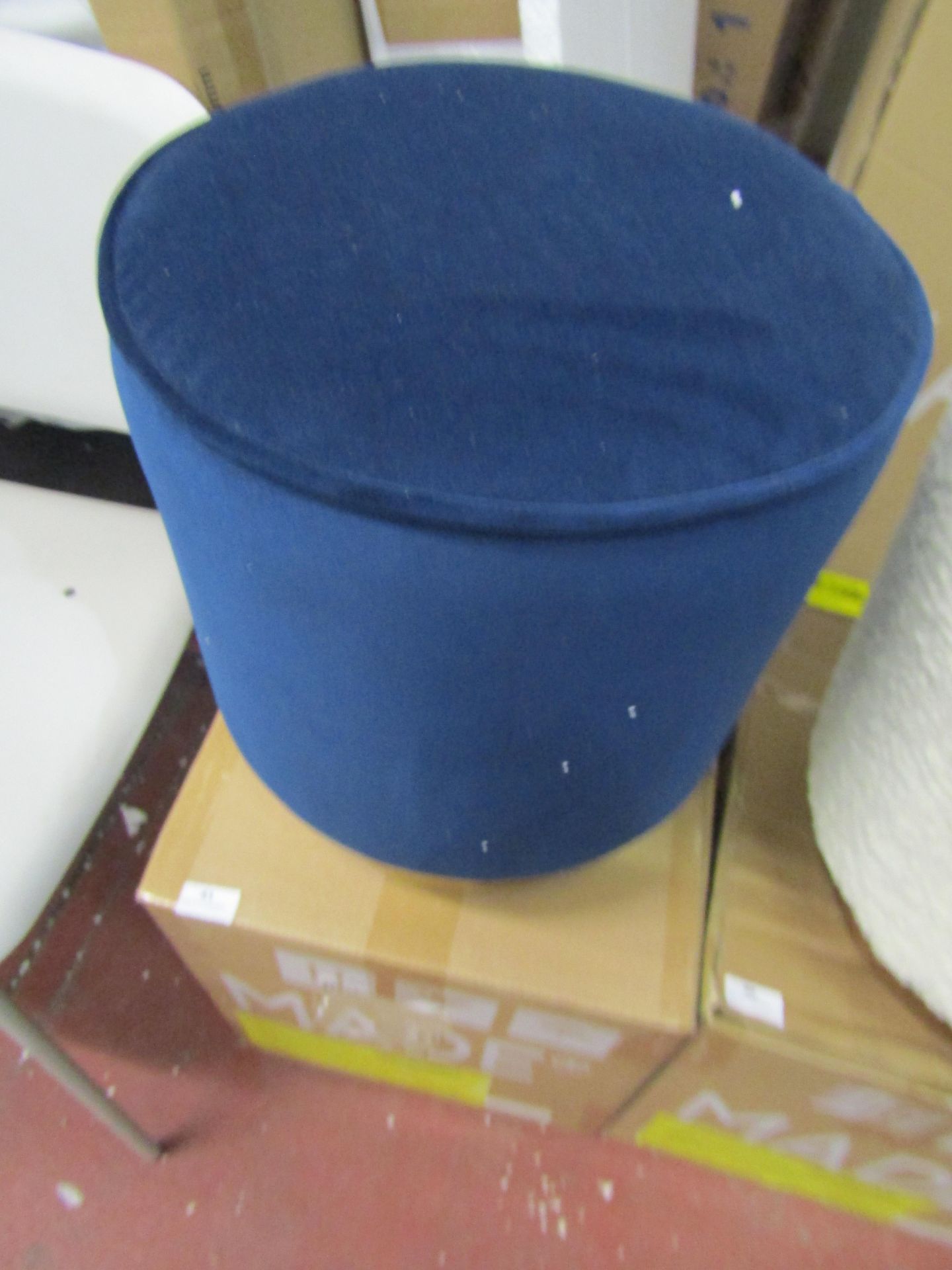 | 1X | MADE.COM HETHERINGTON SMALL BRASS BASE POUFFE, ROYAL BLUE VELVET | LOOKS UNUSED (NO