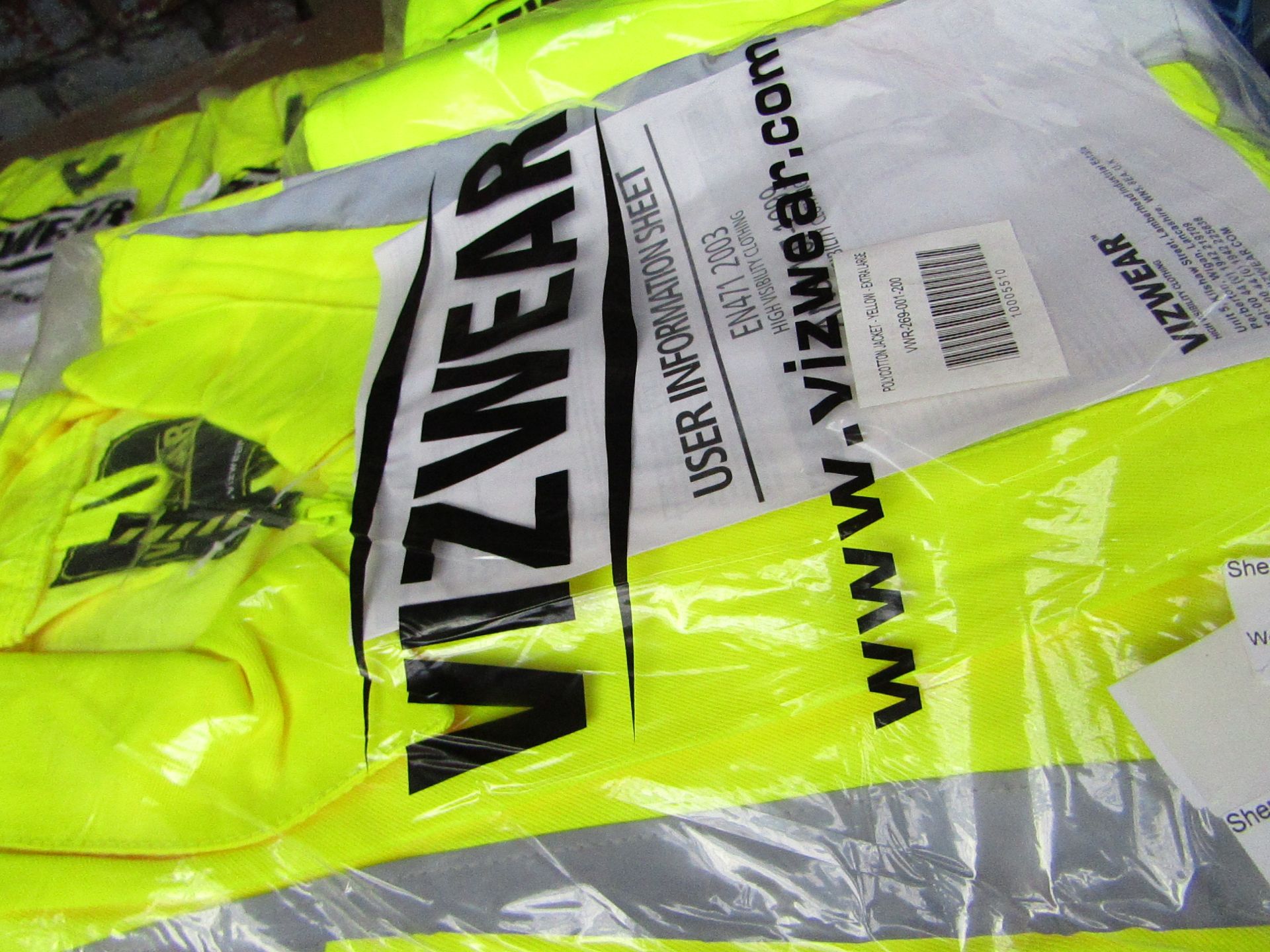 VIZWEAR SET - 1x Vizwear - Polycotton Jacket Hi-Vis Yellow - Size XL - Unused & Packaged. 1x Vizwear