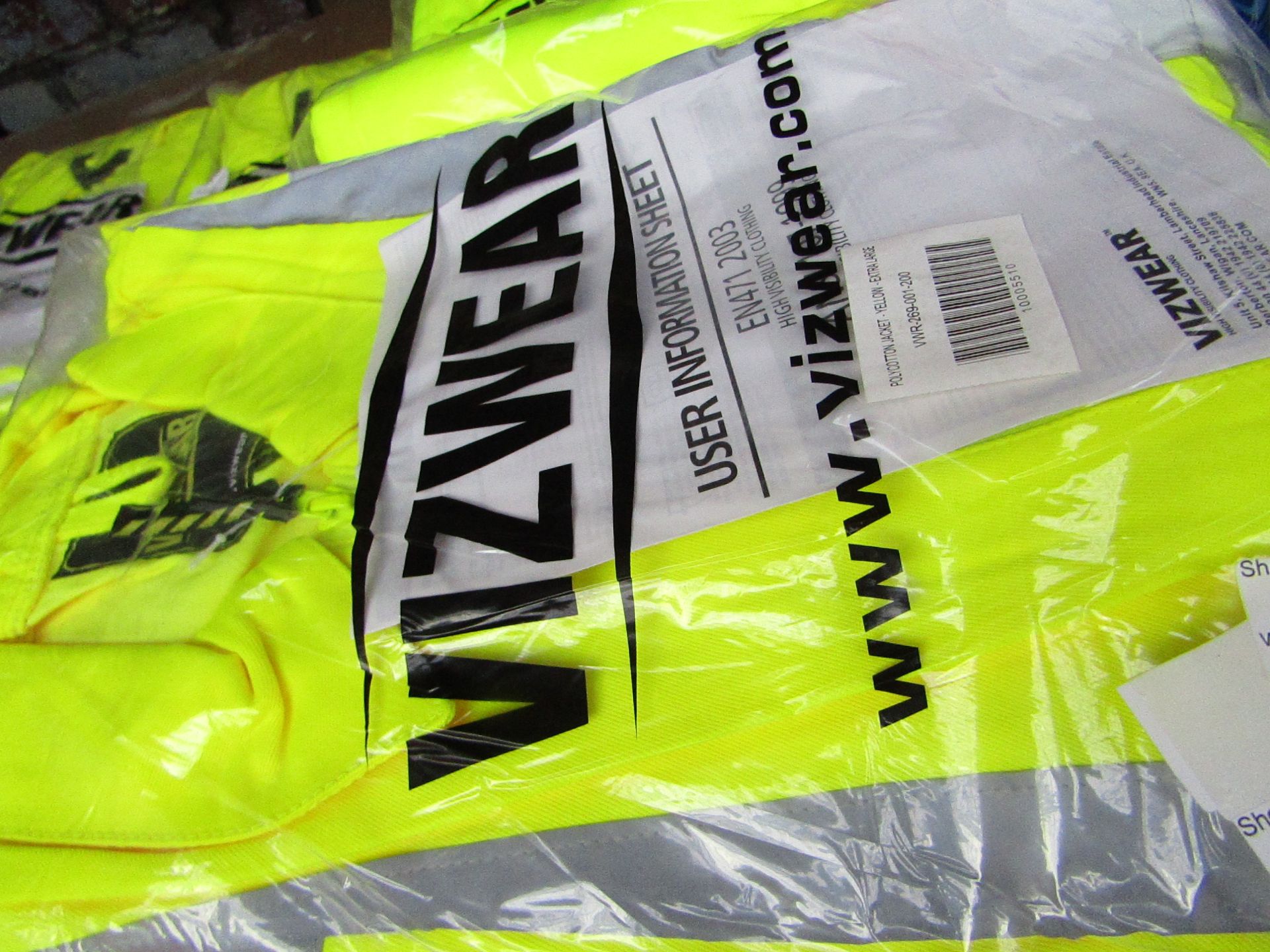 VIZWEAR SET - 1x Vizwear - Polycotton Jacket Hi-Vis Yellow - Size XL - Unused & Packaged. 1x Vizwear
