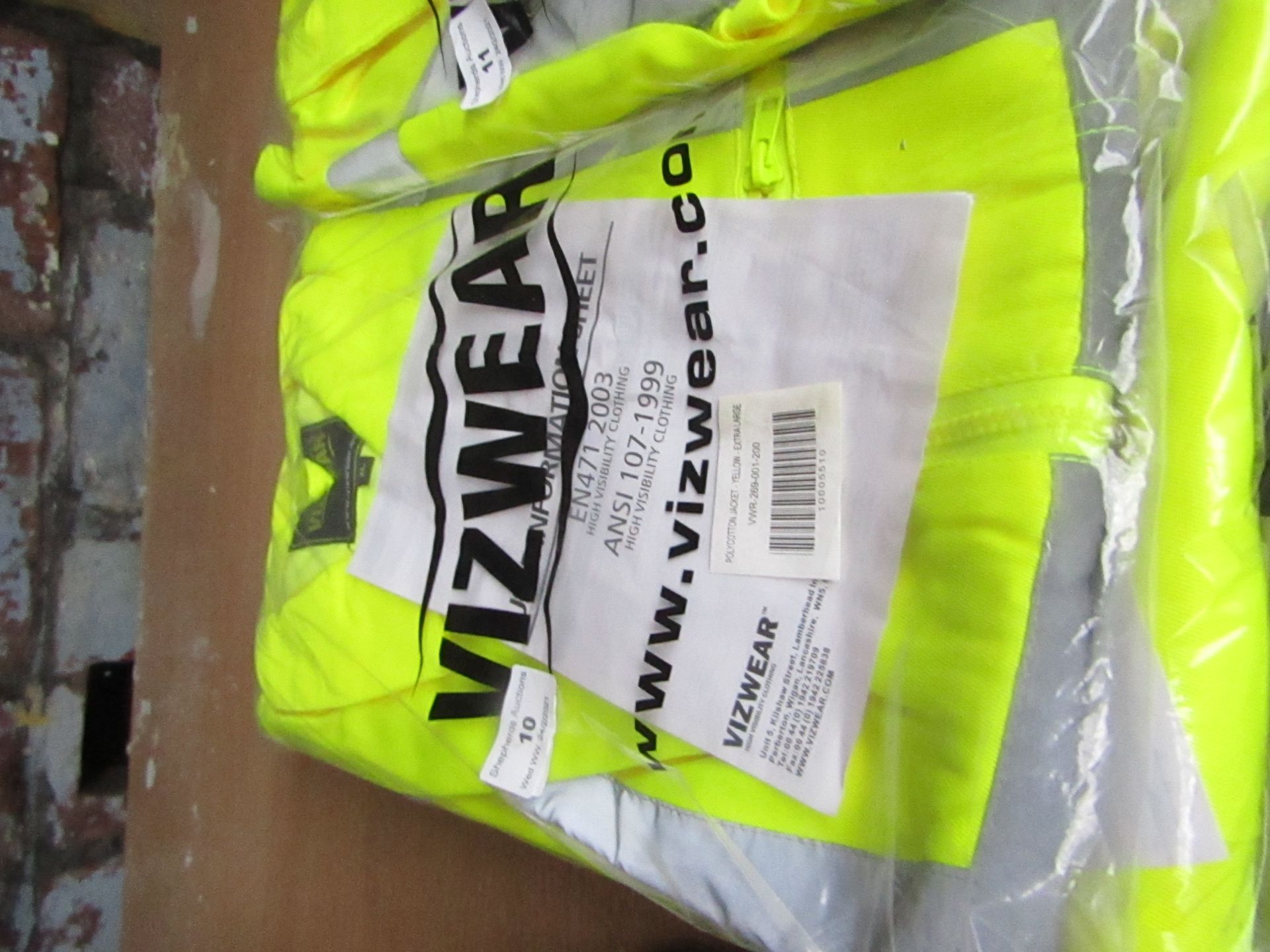 VIZWEAR SET - 1x Vizwear - Polycotton Jacket Hi-Vis Yellow - Size XL - Unused & Packaged. 1x Vizwear